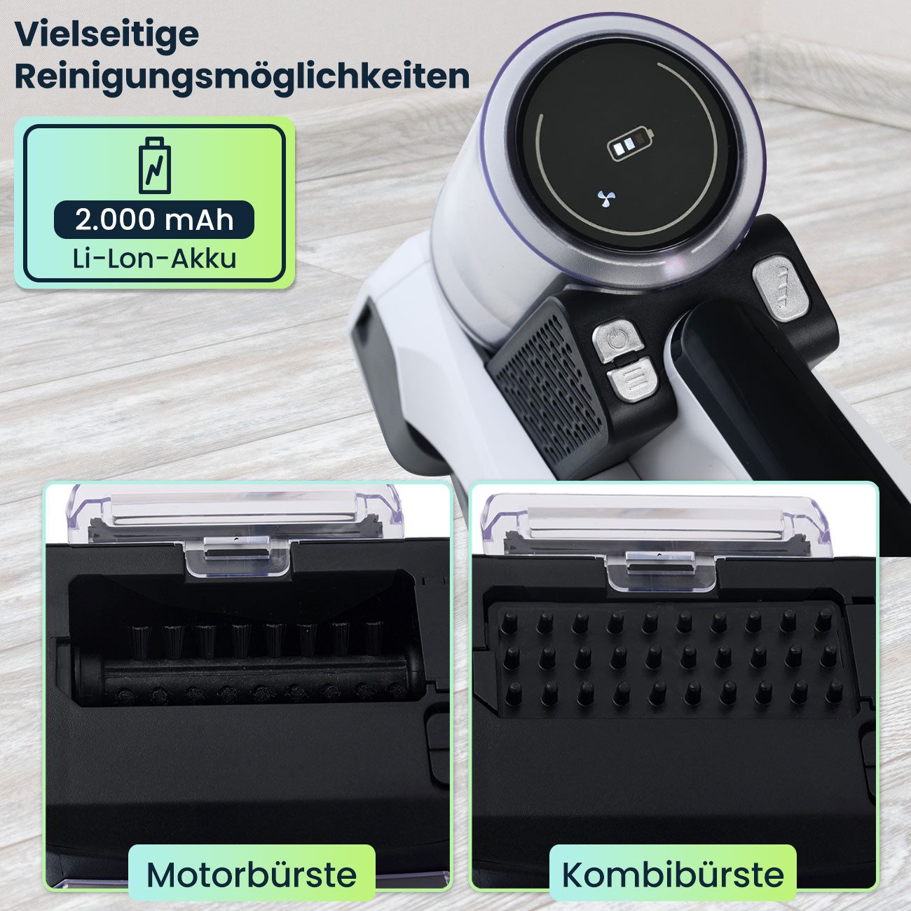Casativo Nass-Trocken-Akkusauger Nasssauger 60W Fleckenreiniger Waschsauger für Polster & Teppiche, 60 W, beutellos, Li-Ion-Akku, 2 Geschwindigkeitsstufen, starker Fleckenentferner
