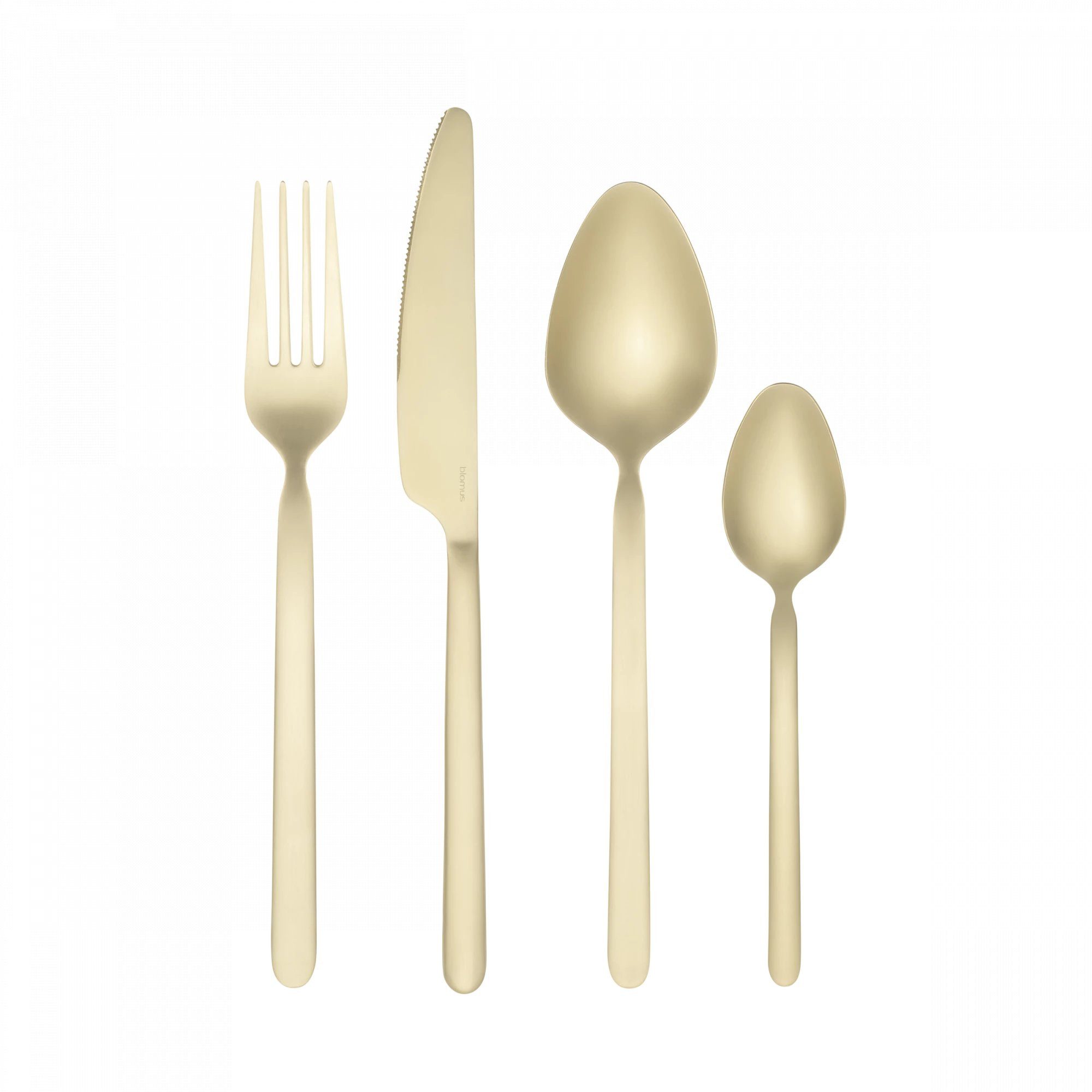 blomus Besteck-Set -STELLA- 16-teiliges Designer Besteck-Set: Edel & Elegant (16-tlg), 4 Personen, Edelstahl, Hochwertig, Eleganz, Gold, Schwarz, Silber, Geschenkbox, Design Award
