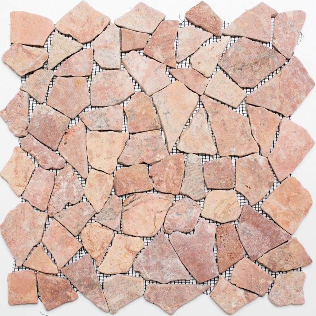 Mosaikfliesen matt Bruch Marmormosaik rot / 10 Matten Mosani Bodenfliese