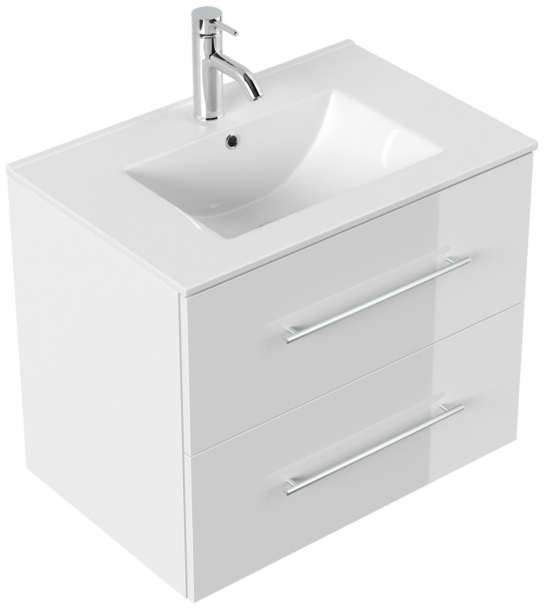 Posseik Badmöbel-Set Badmöbel Waschplatz "Homeline 70" weiß Hochglanz