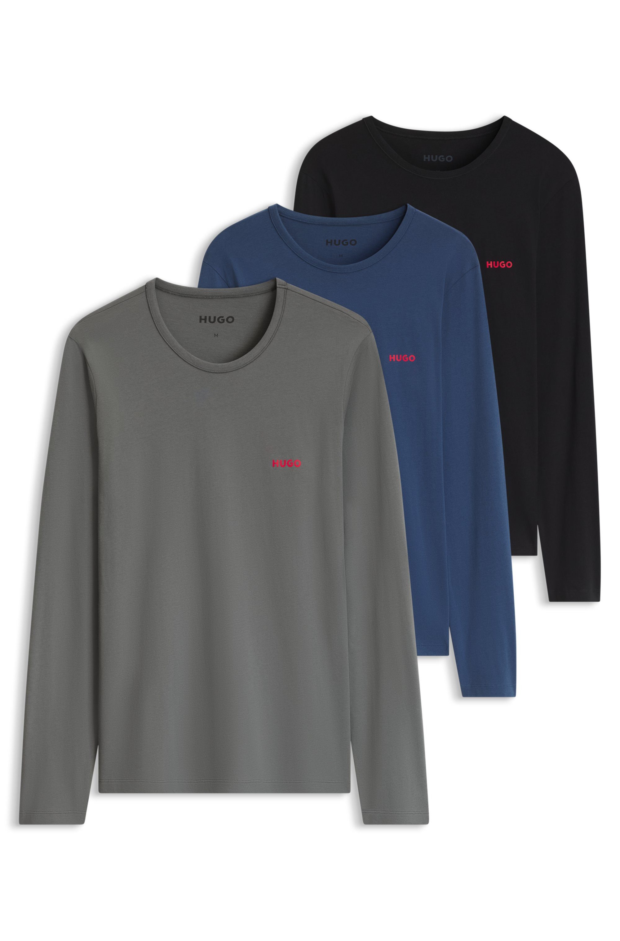 HUGO Langarmshirt LS-SHIRT RN TRIPLET (Set, 3er Pack)