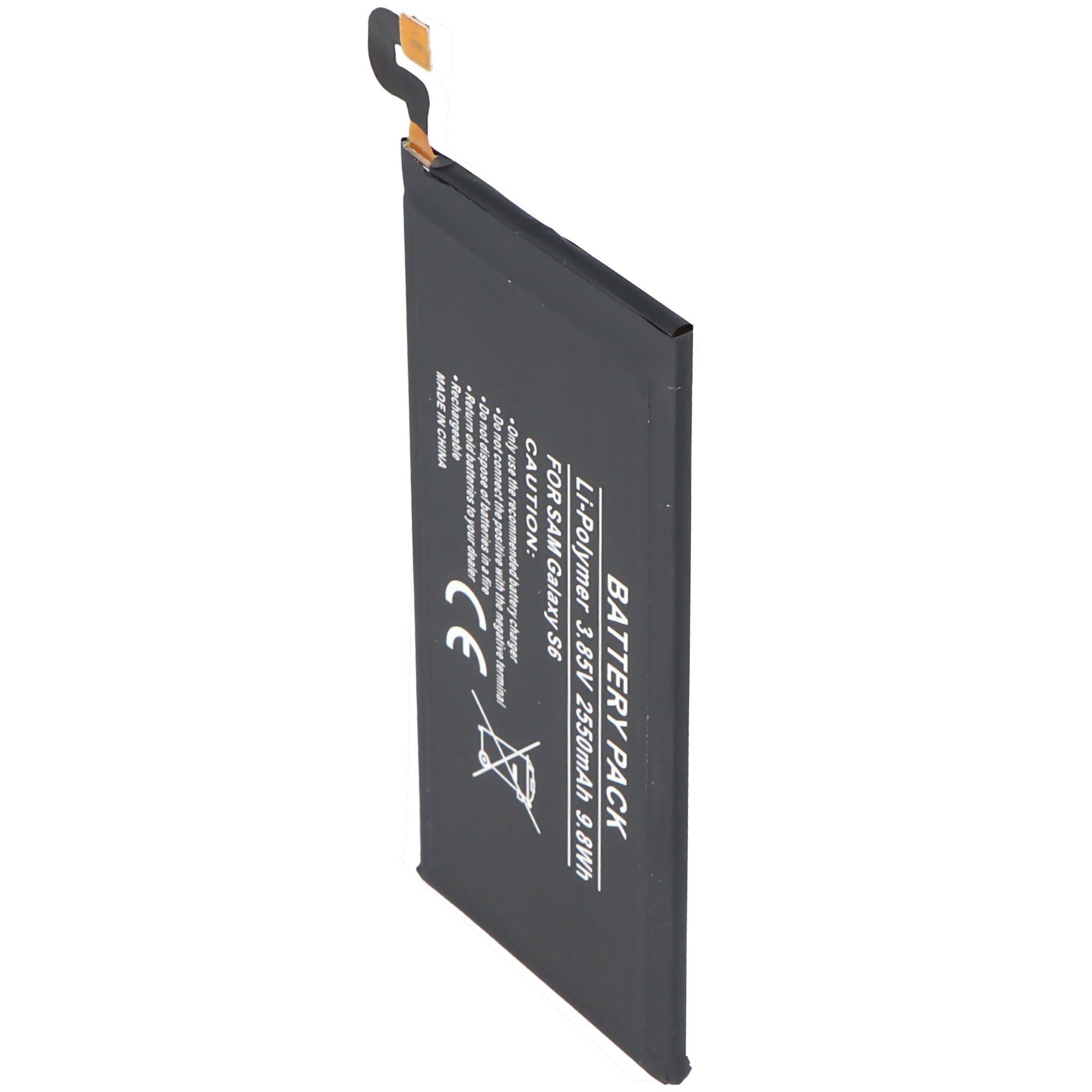 AccuCell Akku passend für Samsung Galaxy S6 EB-BG920ABE Akku 2550mAh Akku 2550 mAh (3,9 V)