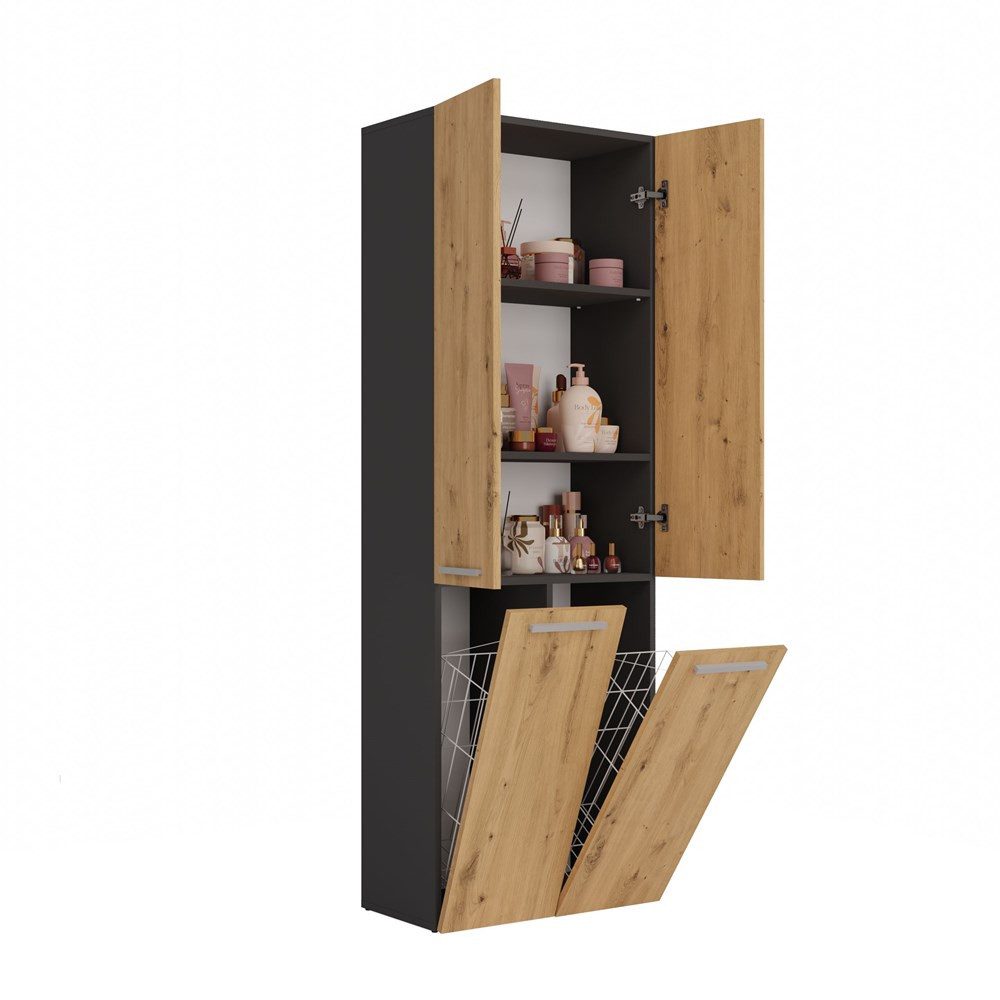 MAGOWA Badkommode Badezimmerschrank NEL 2 mit Türen & Körben, in verschiedenen Farben (Höhe: 174 cm - Breite: 60 cm - Tiefe: 30 cm), In mehreren modernen Farbvarianten wählbar