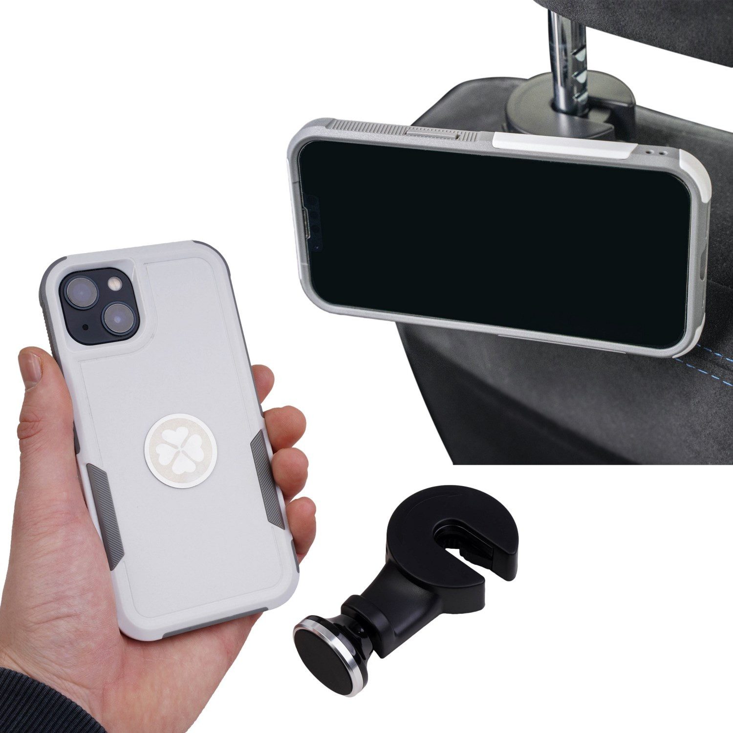 Filmer Handy-Halterung Universal Auto Rücksitz Kopfstütze Magnet, (Halter Halterung verstellbar passend für Smartphone iPhone)