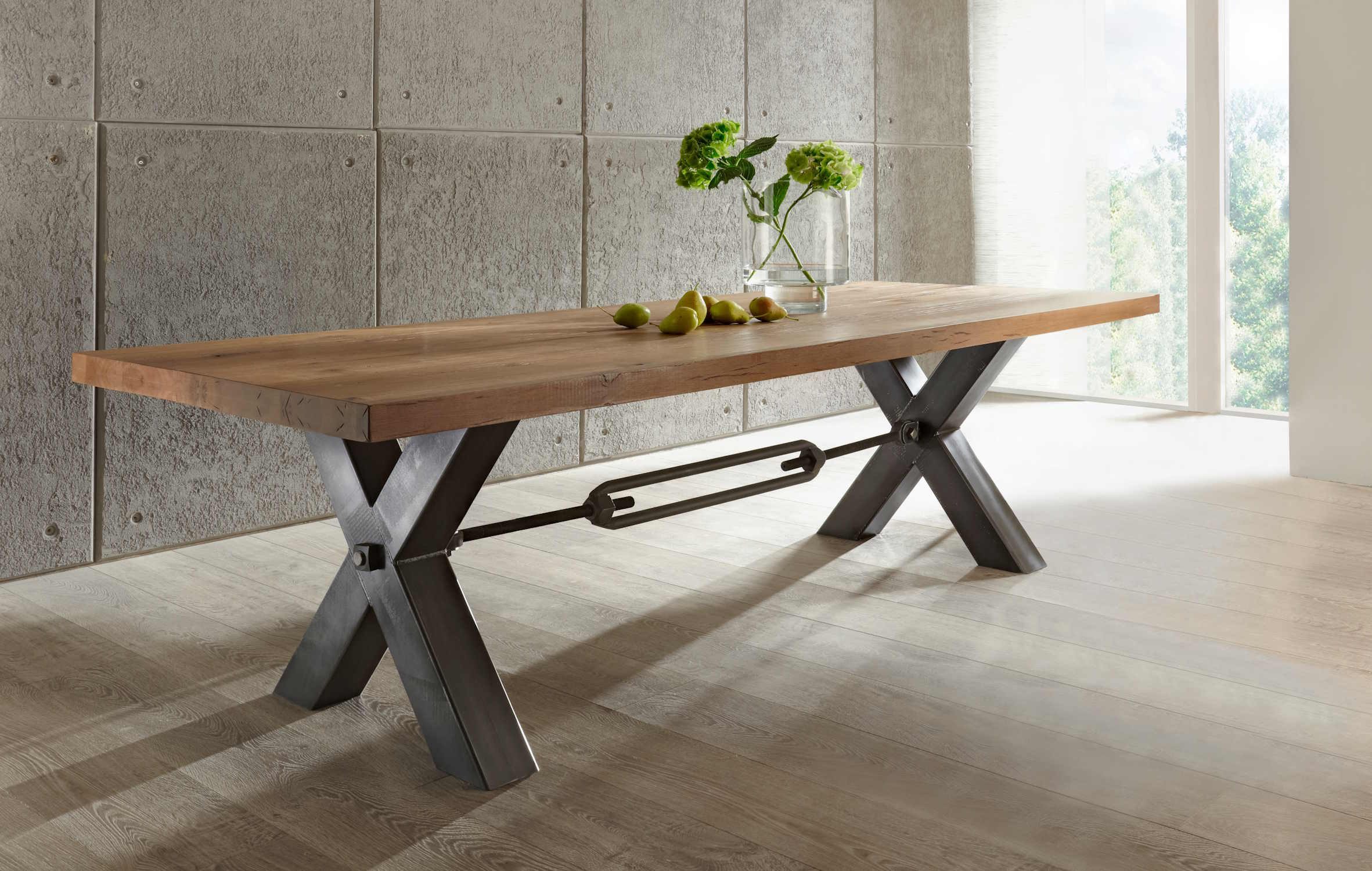 Bodahl Esstisch Roma, Breite 180-260 cm, industrielles Design, Eiche massiv