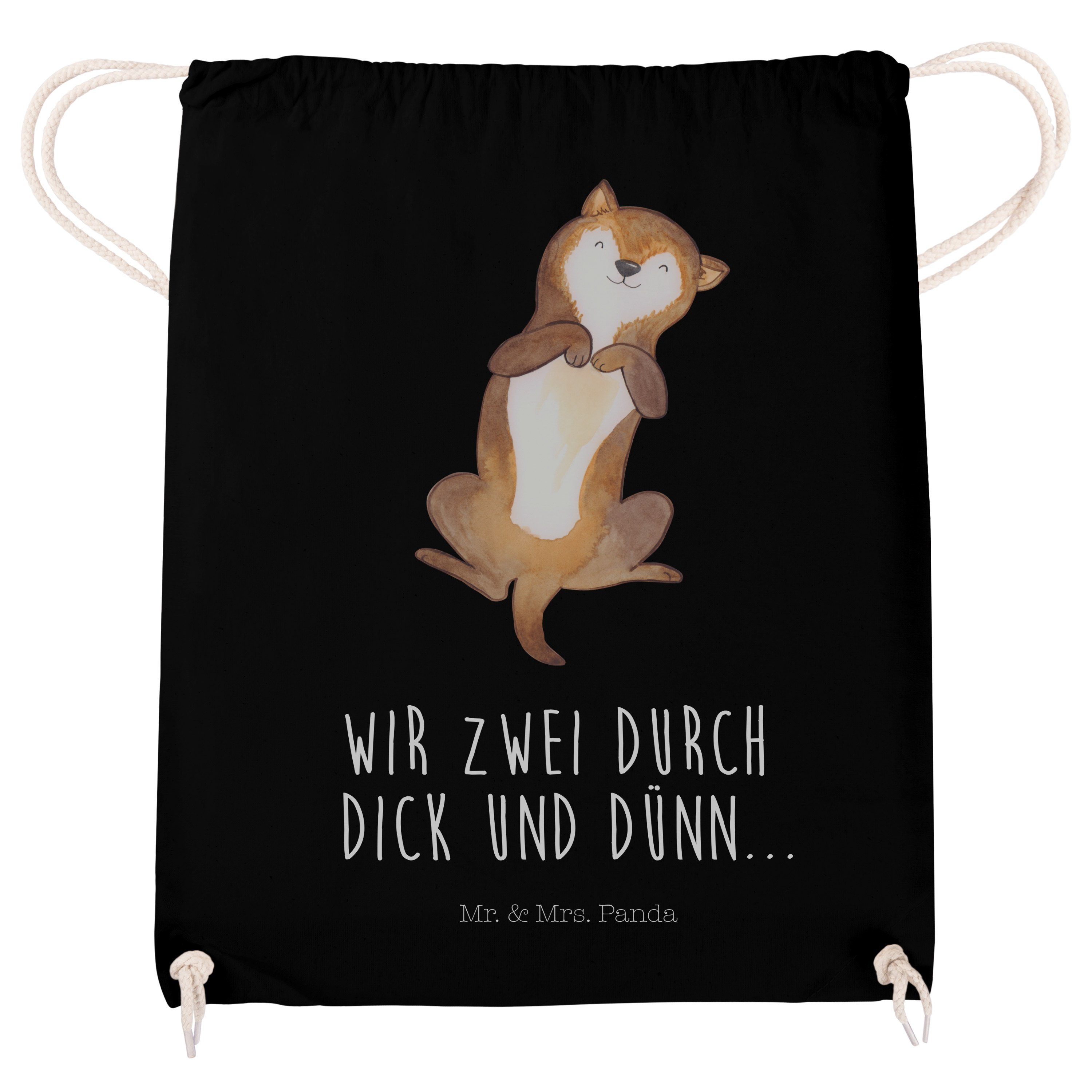 Schwarz Hund Mr. Ta Turnbeutel, Mrs. Sporttasche - Panda (1-tlg) - & Tierliebhaber, Bauchkraulen Geschenk,