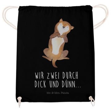 Mr. & Mrs. Panda Sporttasche Hund Streicheln - Schwarz - Geschenk, Hundemotiv, Turnbeutel, Bauchkr (1-tlg), Stabile Kordel