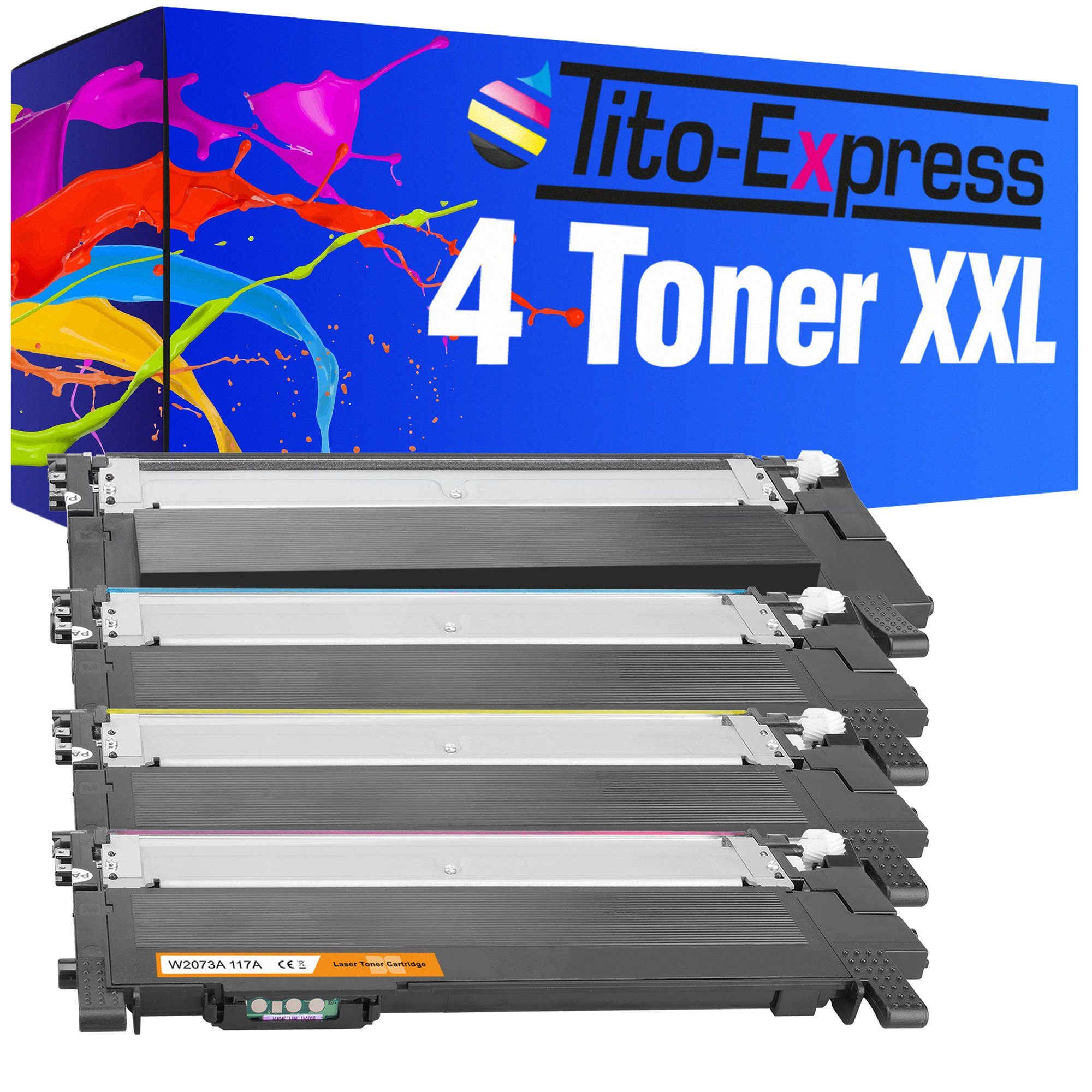 Tito-Express Tonerpatrone 4er Set ersetzt HP W2070A W2071A W2072A W2073A HP 117A, (Multipack, 1x Black, 1x Cyan, 1x Magenta, 1x Yellow), für Color Laser MFP 178nwg 179fwg 150nw 179fnw 150a 178nw MFP-170 | Tonerpatronen