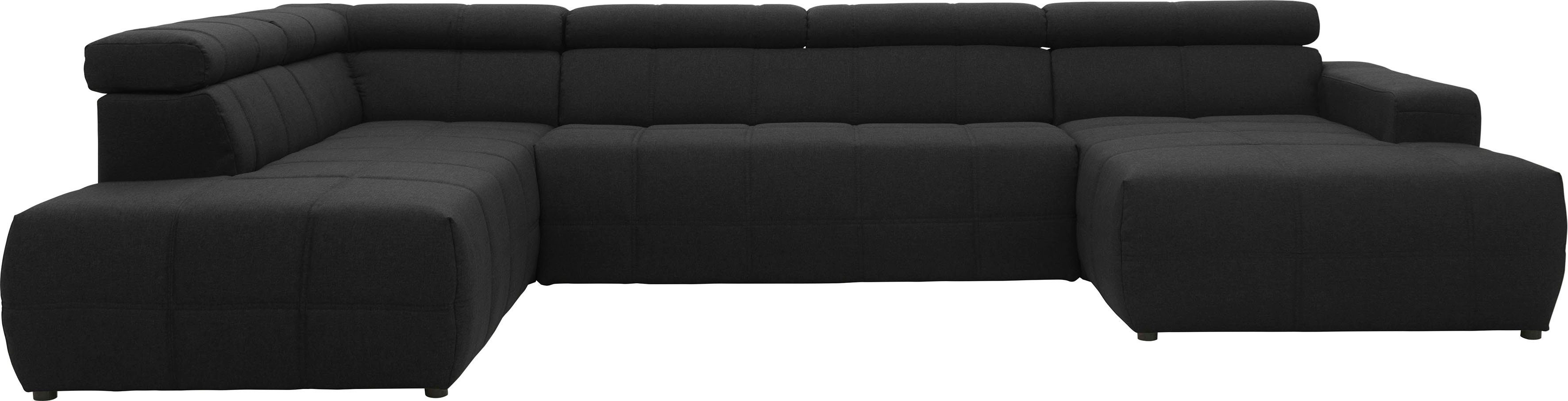 DOMO collection Wohnlandschaft Brandon, whlw. mit Sitztiefenverstellung, inkl. Nierenkissen, mit Kopfteilverstellung, wahlweise Sitztiefenverstellung, U-Form