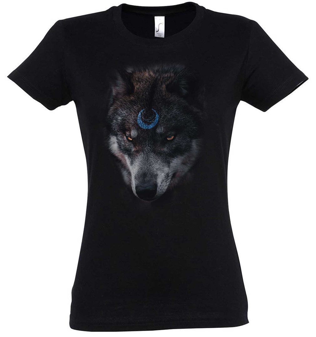 Urban Backwoods Print-Shirt Wolf Moon Damen T-Shirt Wölfe Lupo Hirsch Lupus Wolves Reh Jagd Jäger (1-tlg) Bär Loup Rudel Wolfsrudel