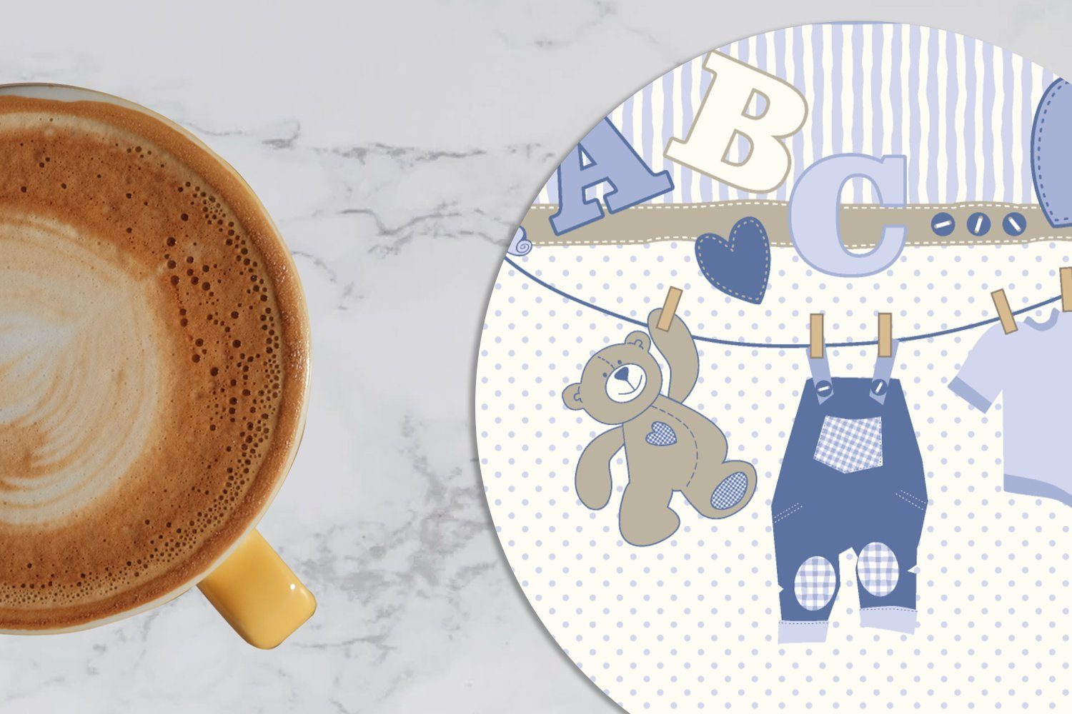 Korkuntersetzer, Tasse, für 6-tlg., Becher Wäscheleine Glasuntersetzer - Babykleidung Getränkeuntersetzer, Teddybär Schnittmuster, Tassenuntersetzer, Gläser, Zubehör - MuchoWow -