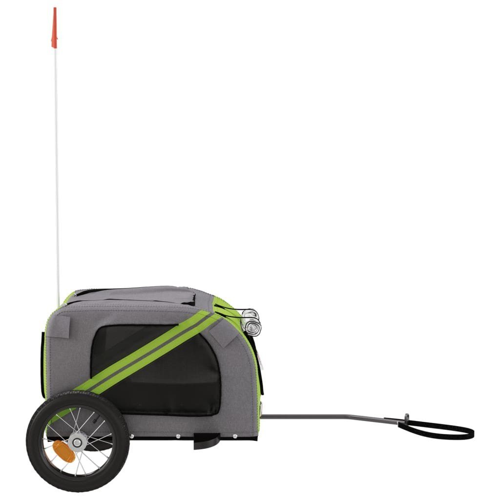 vidaXL Bicycle Dog Trailer 30 kg Bicycle Trailer for Dogs Green and Grey Oxford Fabric and Iron