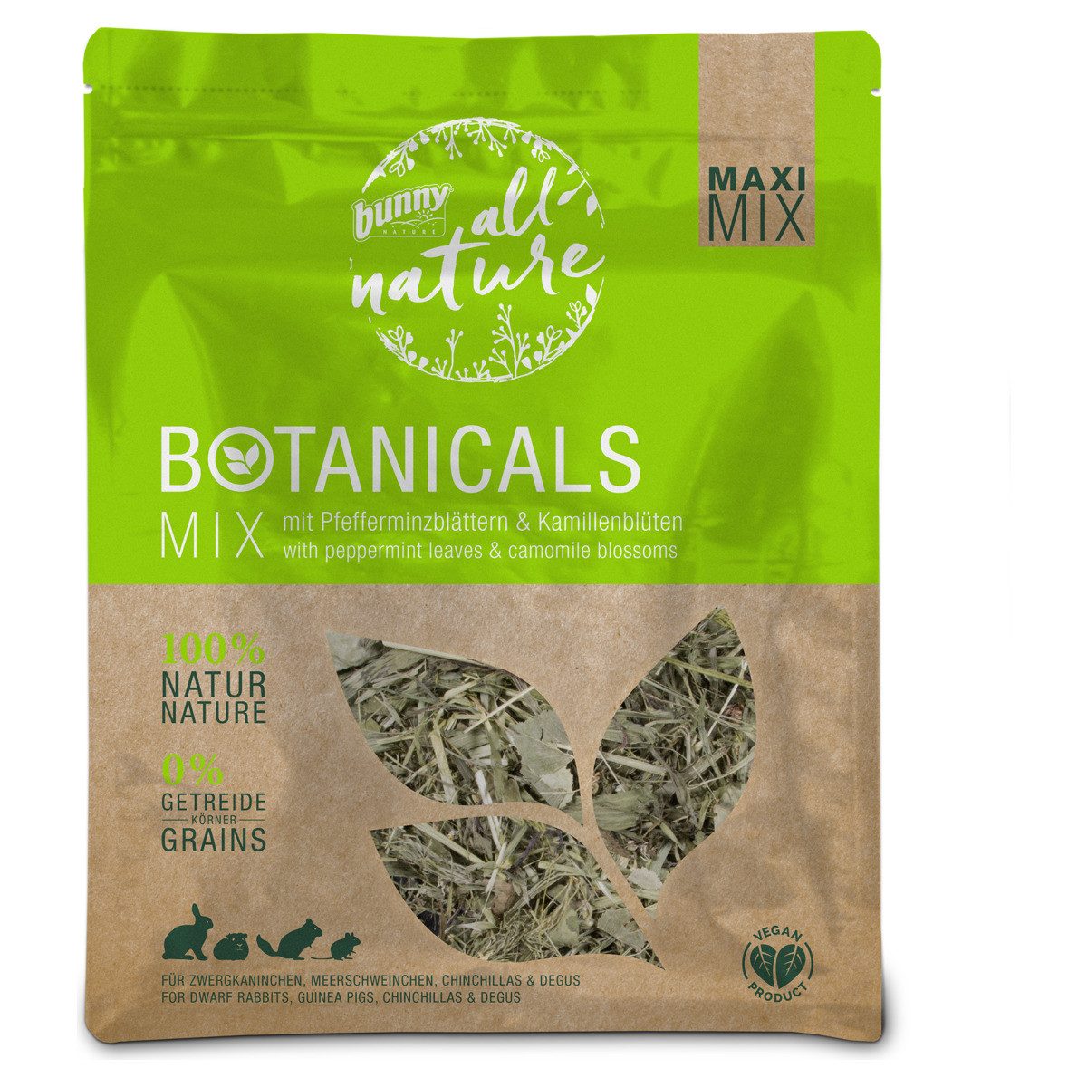 Bunny Nature Botanicals Maxi Mix mit Pfefferminzblättern & Kamillenblüten 400 g, für: Kleintier