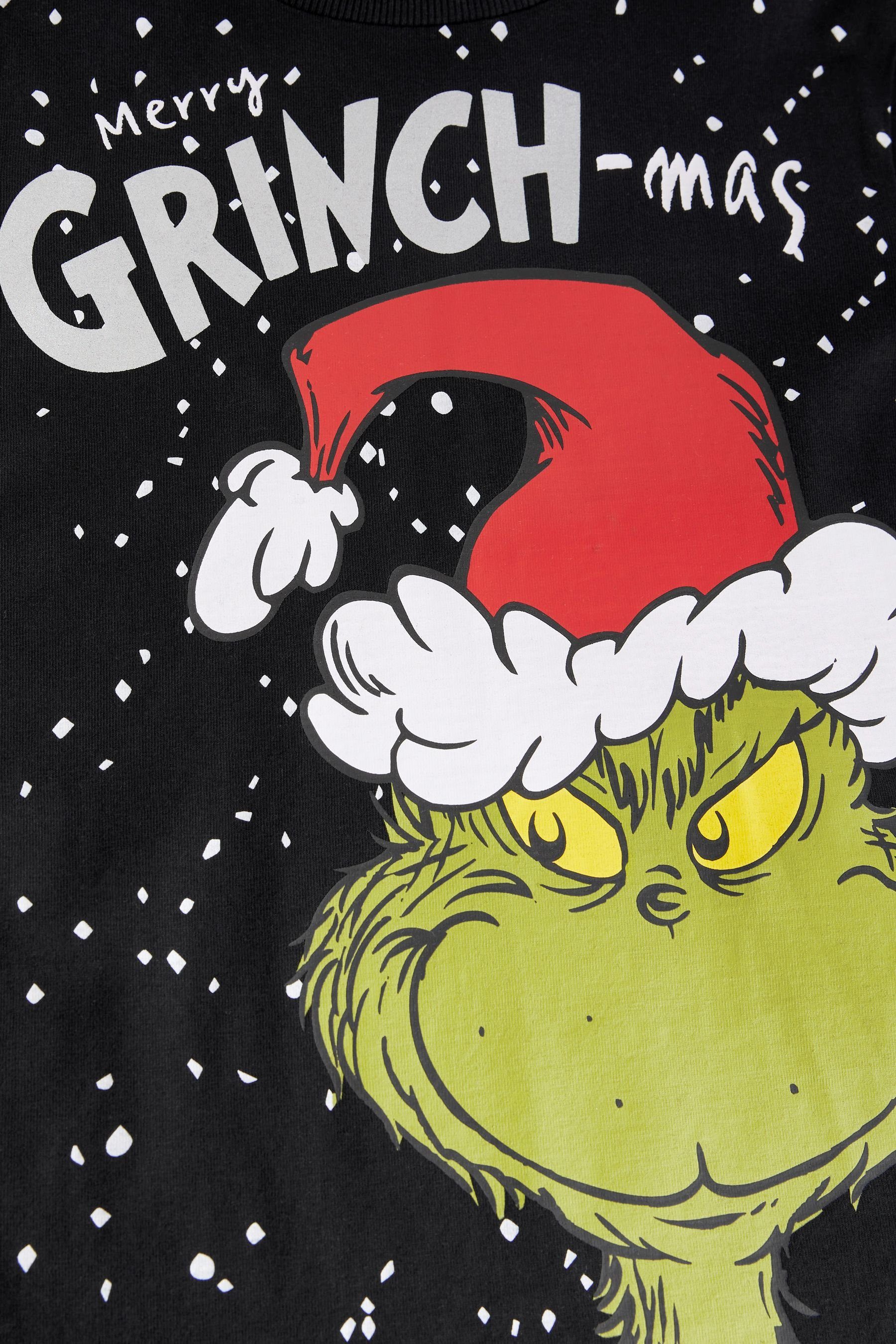Next Langarmshirt Langärmeliges Weihnachtsshirt (1-tlg) Black The Grinch