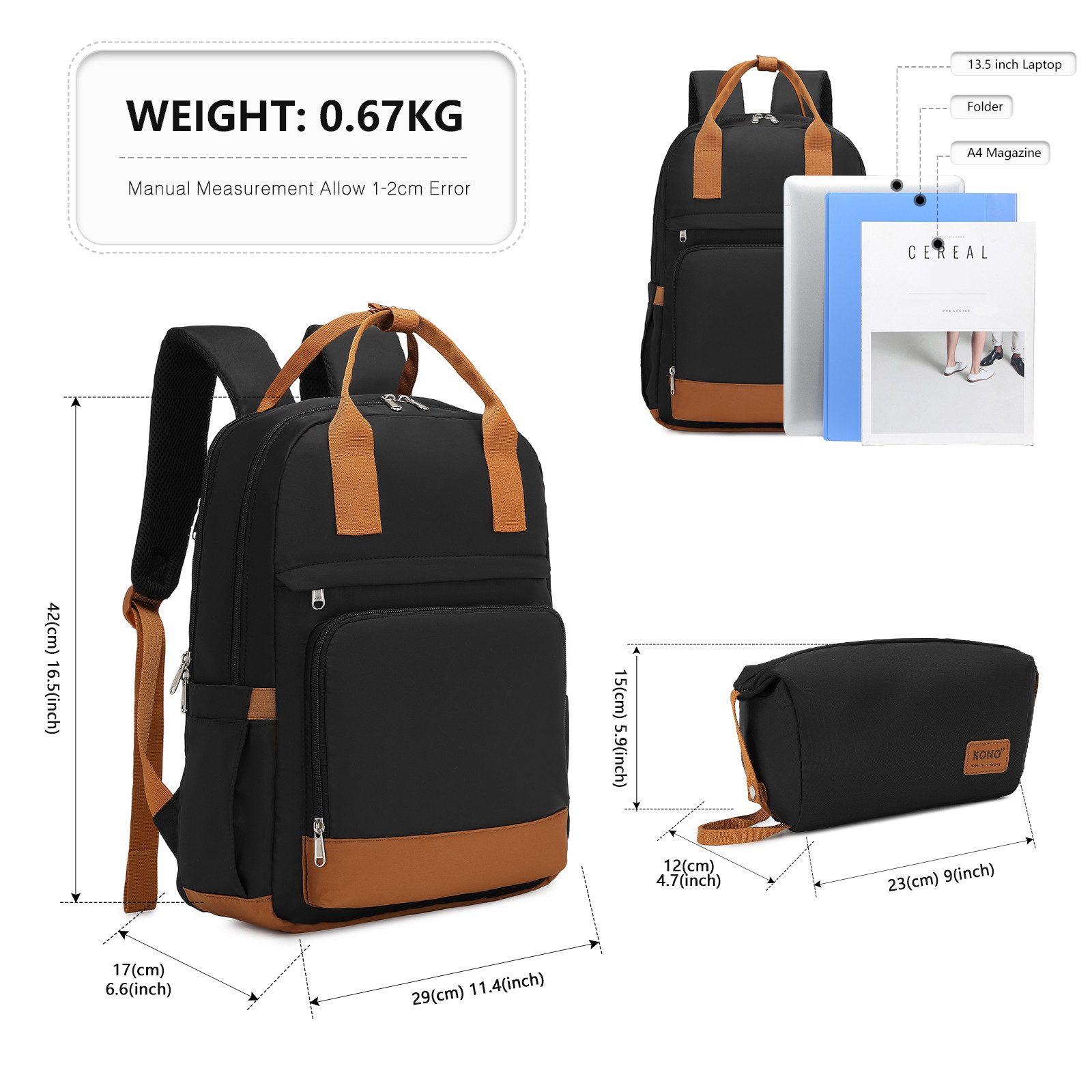KONO Tagesrucksack Eleganter Rucksack Damen (42x29x17cm) günstig online kaufen