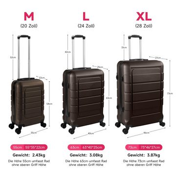 HOMELUX Trolleyset Kofferset 3 Teilig Hartschale Reisekoffer ABS, 4 Rollen, (Set, 3 tlg., 3), Trolley Rollkoffer Hartschalenkoffer Set - M-L-XL