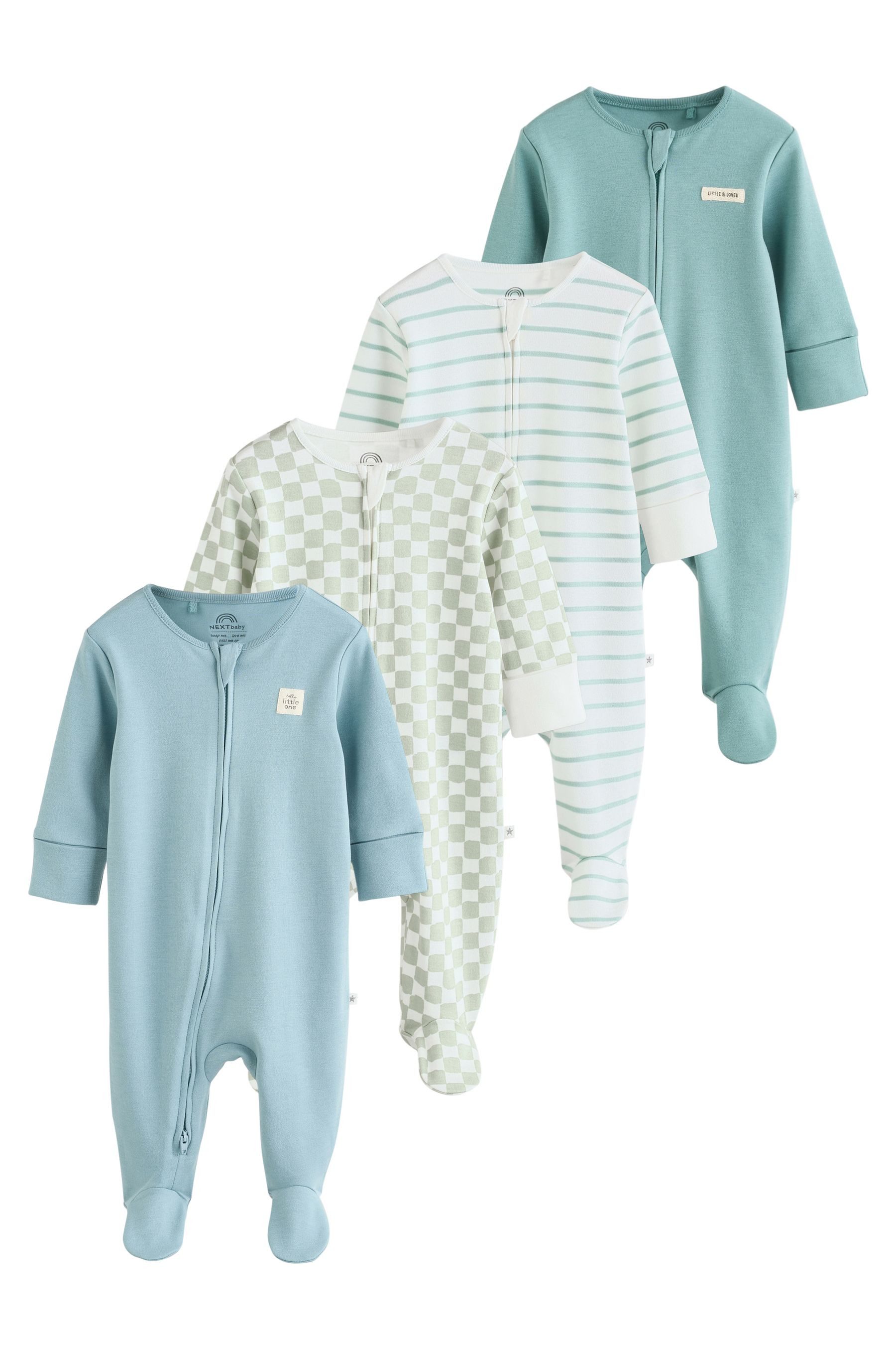 Schlafoverall Babyschlafanzüge mit Zweiwege-RV, 4er-Pack