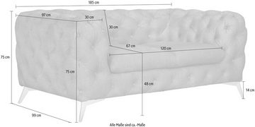 Leonique Chesterfield-Sofa Glynis, aufwändige Knopfheftung, moderne Chesterfield Optik, Fußfarbe wählbar