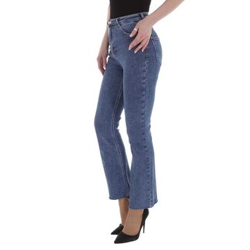 Ital-Design Bootcut-Jeans Damen Freizeit Used-Look Stretch Bootcut Jeans in Blau