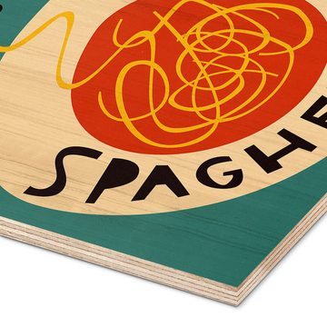 Posterlounge Holzbild Fox & Velvet, Yum Spaghetti, Küche Digitale Kunst