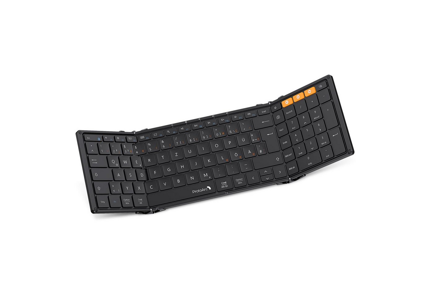 ProtoArc XK01 Faltbare Bluetooth Tastatur, QWERTZ, Ziffernblock Tastatur (Bluetooth Tastatur 3 Geräte)