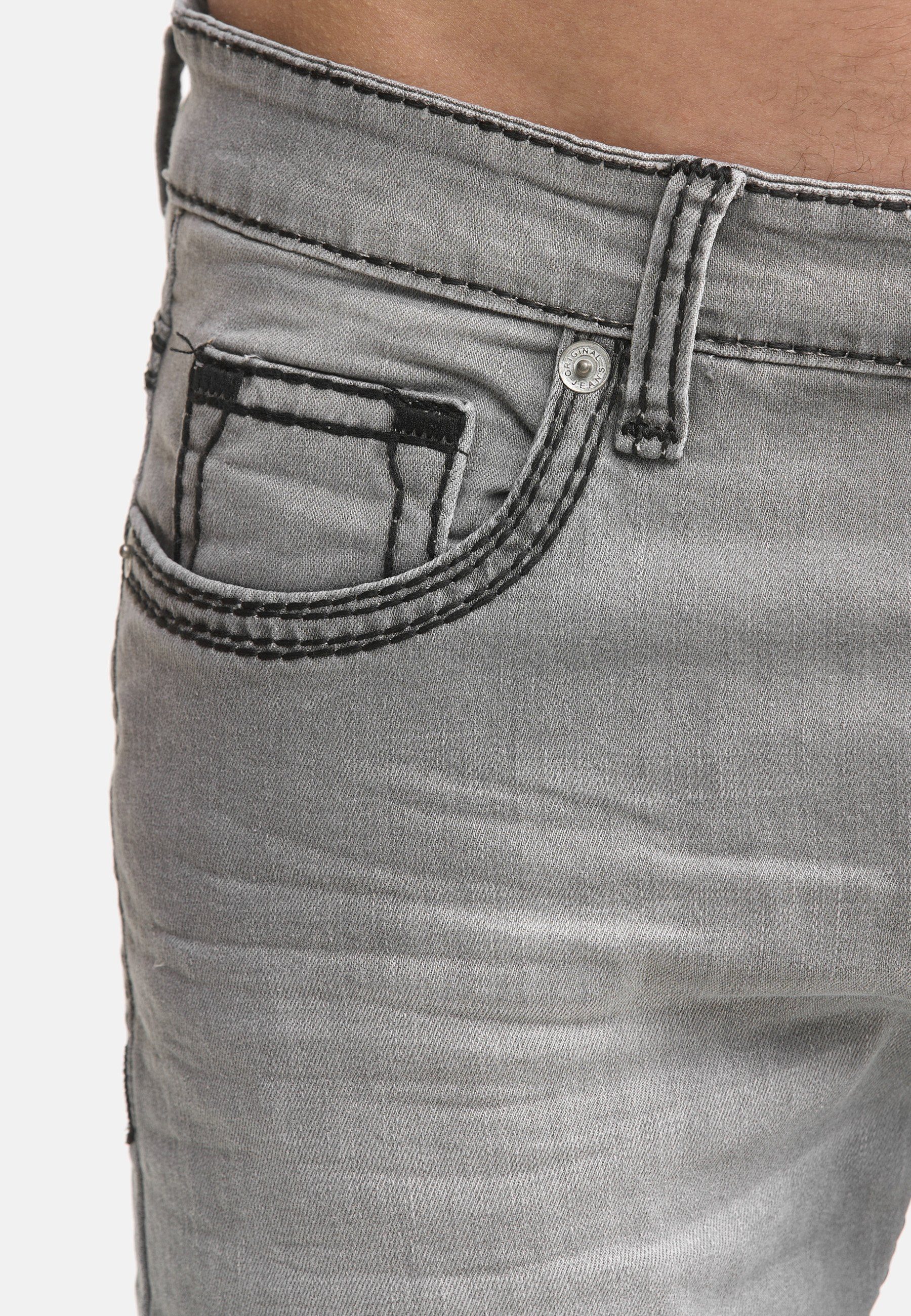 Code47 Regular-fit-Jeans Fit Männer Denim Jeans (1-tlg) Grau Hose Regular Herren Five Bootcut Pocket Code47