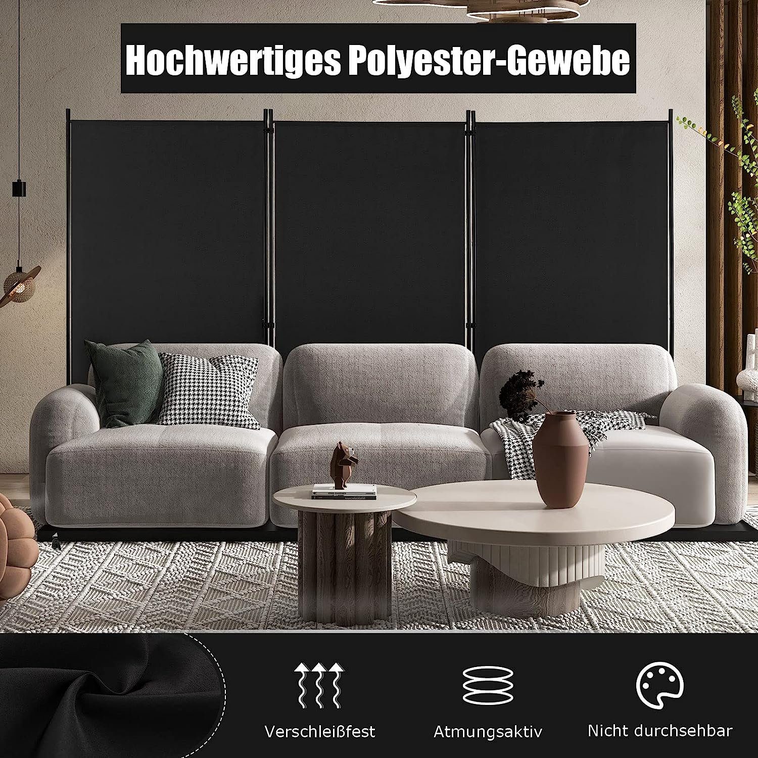 KOMFOTTEU Raumteiler Sichtschutz, 3-teiliger Faltbarer Trennwand günstig online kaufen