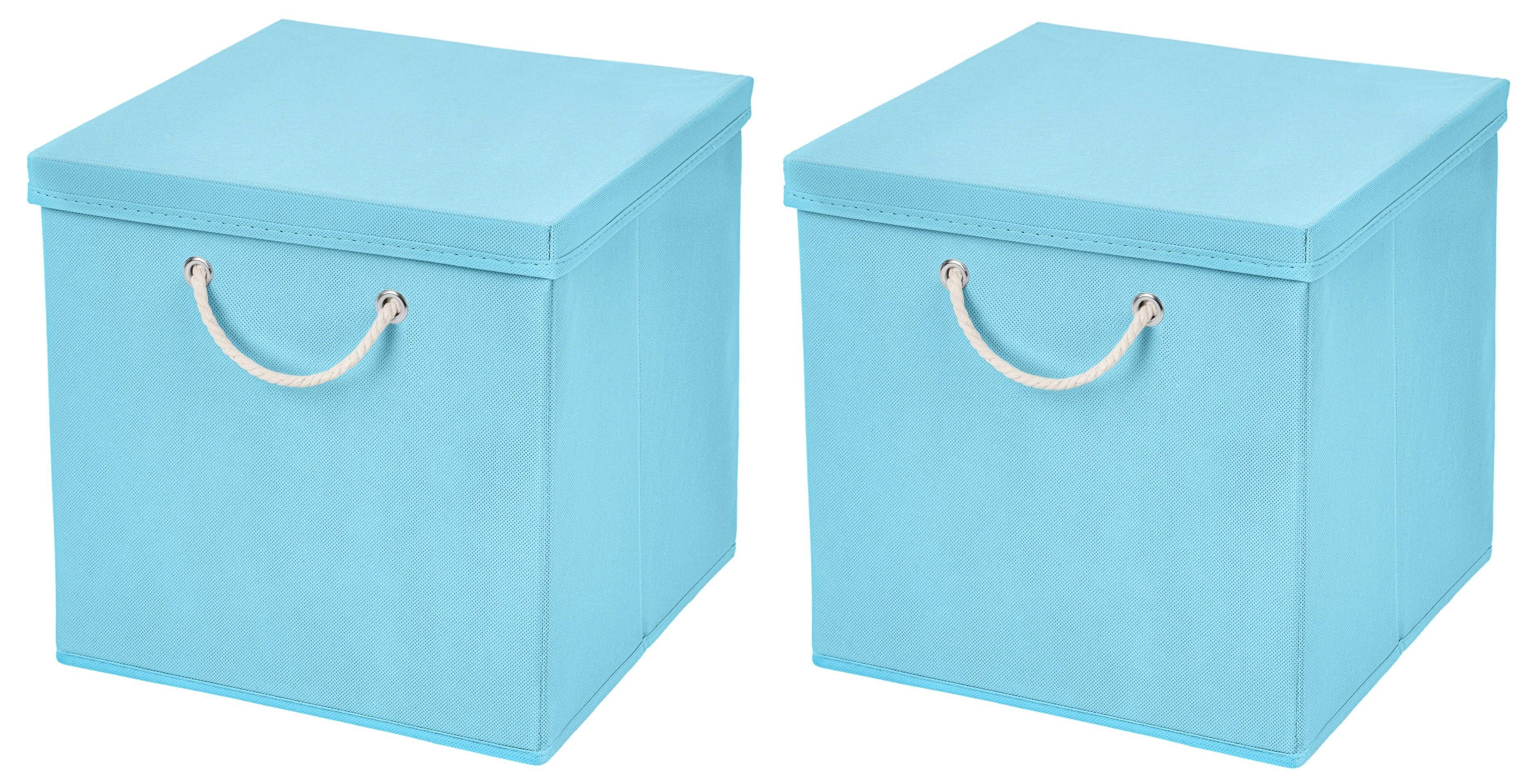 StickandShine Faltbox 2 Stück 30 x 30 x 30 cm Aufbewahrungsbox Stoffboxen  in verschiedenen Farben (2er SET 30x30x30) Faltbox moderne Faltkiste Maritim  mit Kordel 30cm