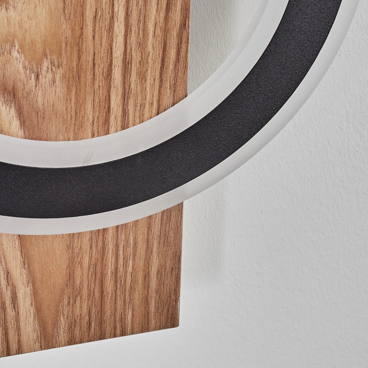 hofstein Wandleuchte Wandlampe aus Metall/Kunststoff in Holzoptik/Schwarz/Weiß, ohne Leuchtmittel, 3000 Kelvin, 18 Watt, 1740 Lumen, 3000 Kelvin, für