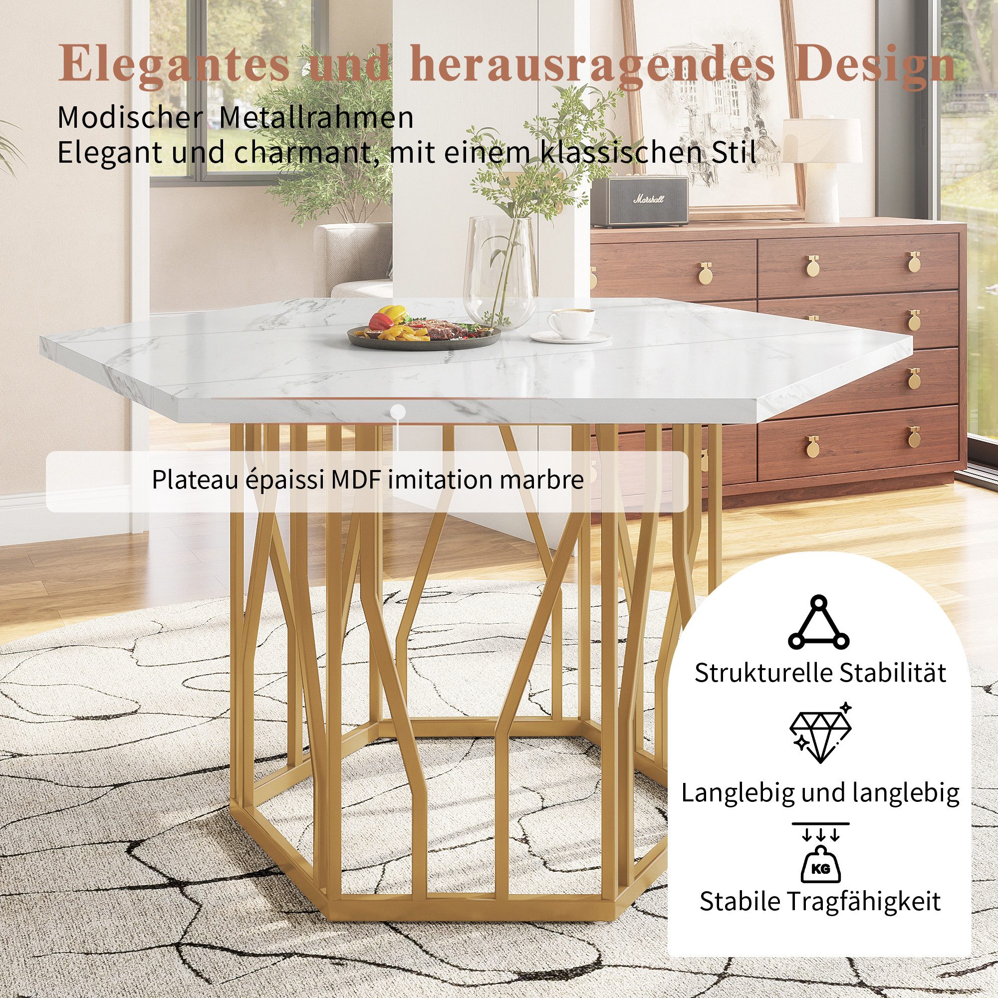 HAUSS SPOLE Essgruppe 5tlg sechseckiger Esstisch günstig online kaufen