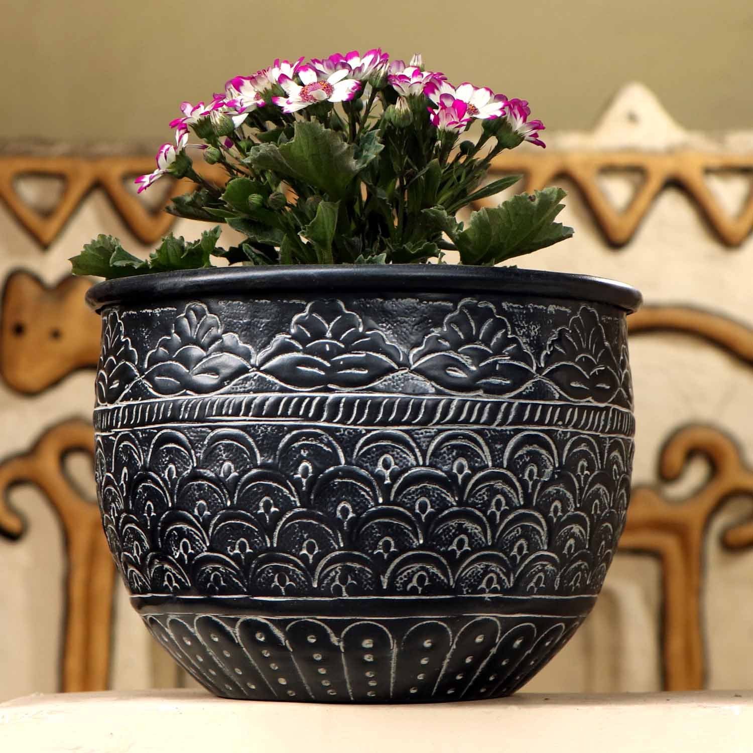 Casa Moro Pflanzkübel Orientalischer Blumentopf Murcia Metall Pflanztopf gehämmert (Boho Chic Übertopf - Pflanzentopf, Einzeln oder im Set, D20, D24, D29 cm), Kunsthandwerk - mit Hammerschlag verziert