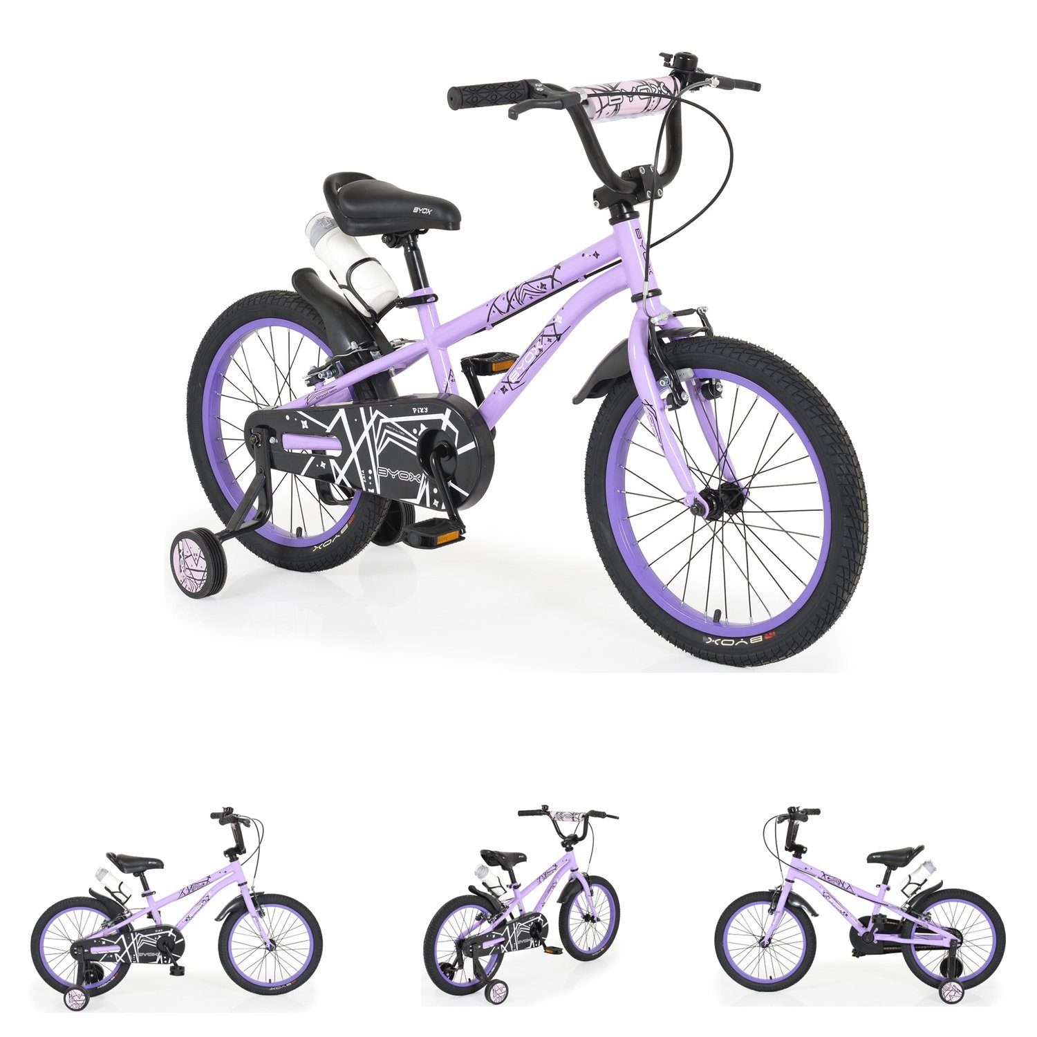 keine Pixi, 1 Kinderfahrrad 18 Zoll Gang Gang, Byox violett 1 Kinderfahrrad