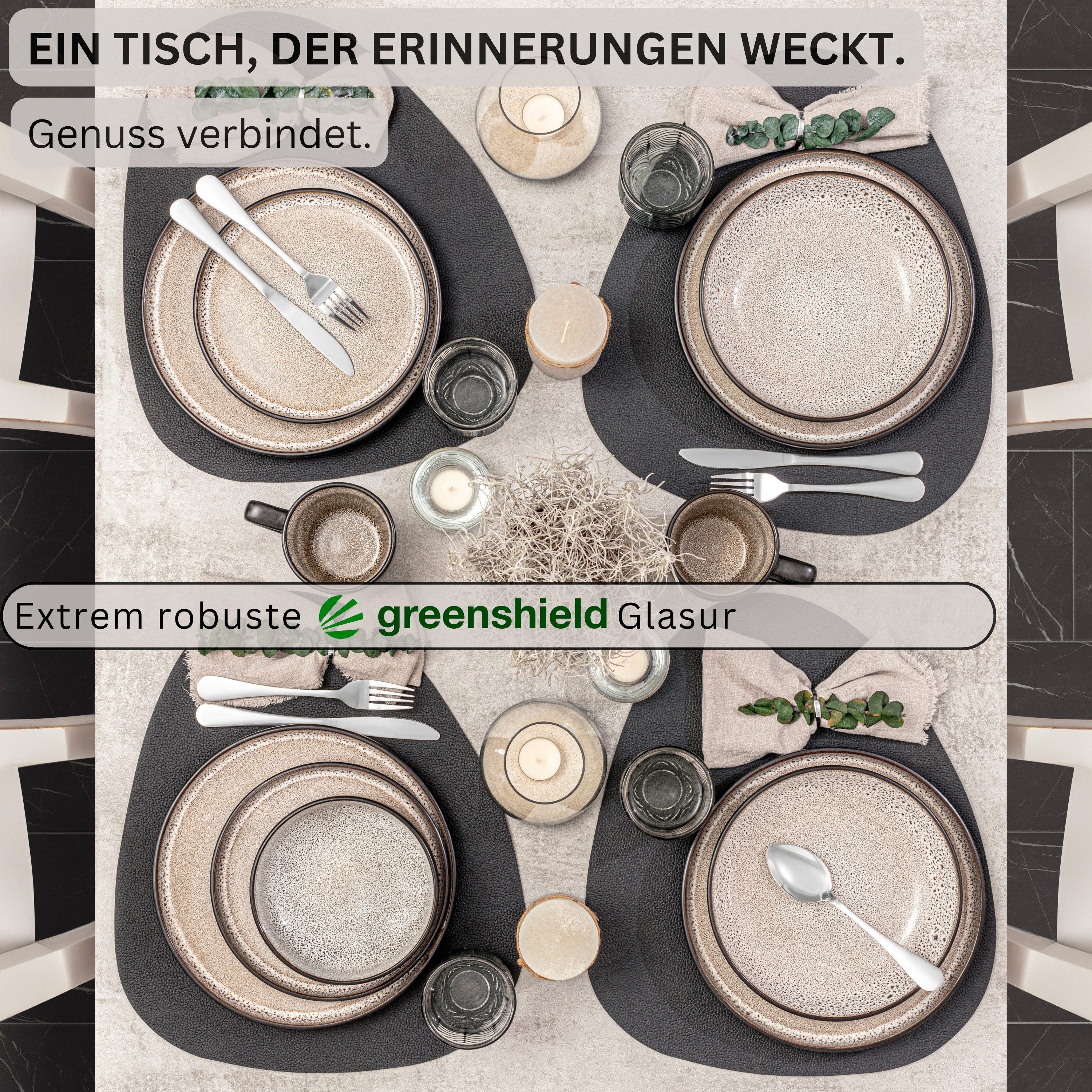 SÄNGER Tafelservice Luxor Geschirrset (24-tlg), 6 Personen, Steingut, Braun-Beige, Handmade, Erweiterbar, VALUE COLLECTION