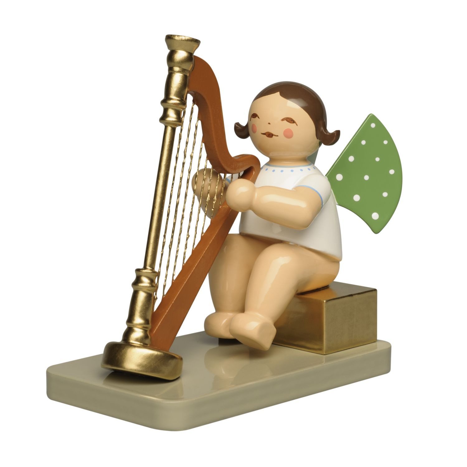 Wendt & Kühn Weihnachtsfigur Engel mit Konzertharfe Sitzend 650/2026/111 Limitiert