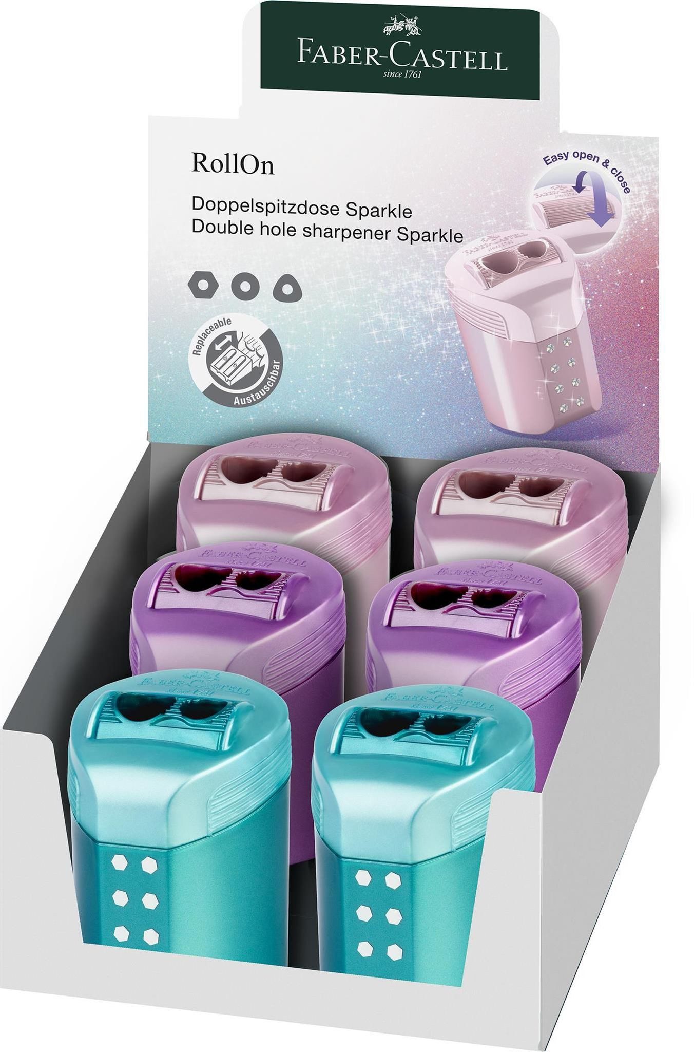 Faber-Castell Anspitzer Faber Castell Doppelspitzdose konisch Sparkle RollOn sort