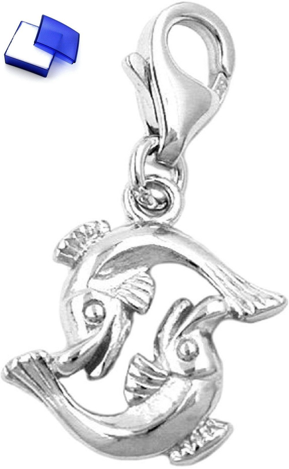 Sternzeichenanhänger Anhänger Charm Sternzeichen Fische glänzend 925 Silber 14 x 14 mm