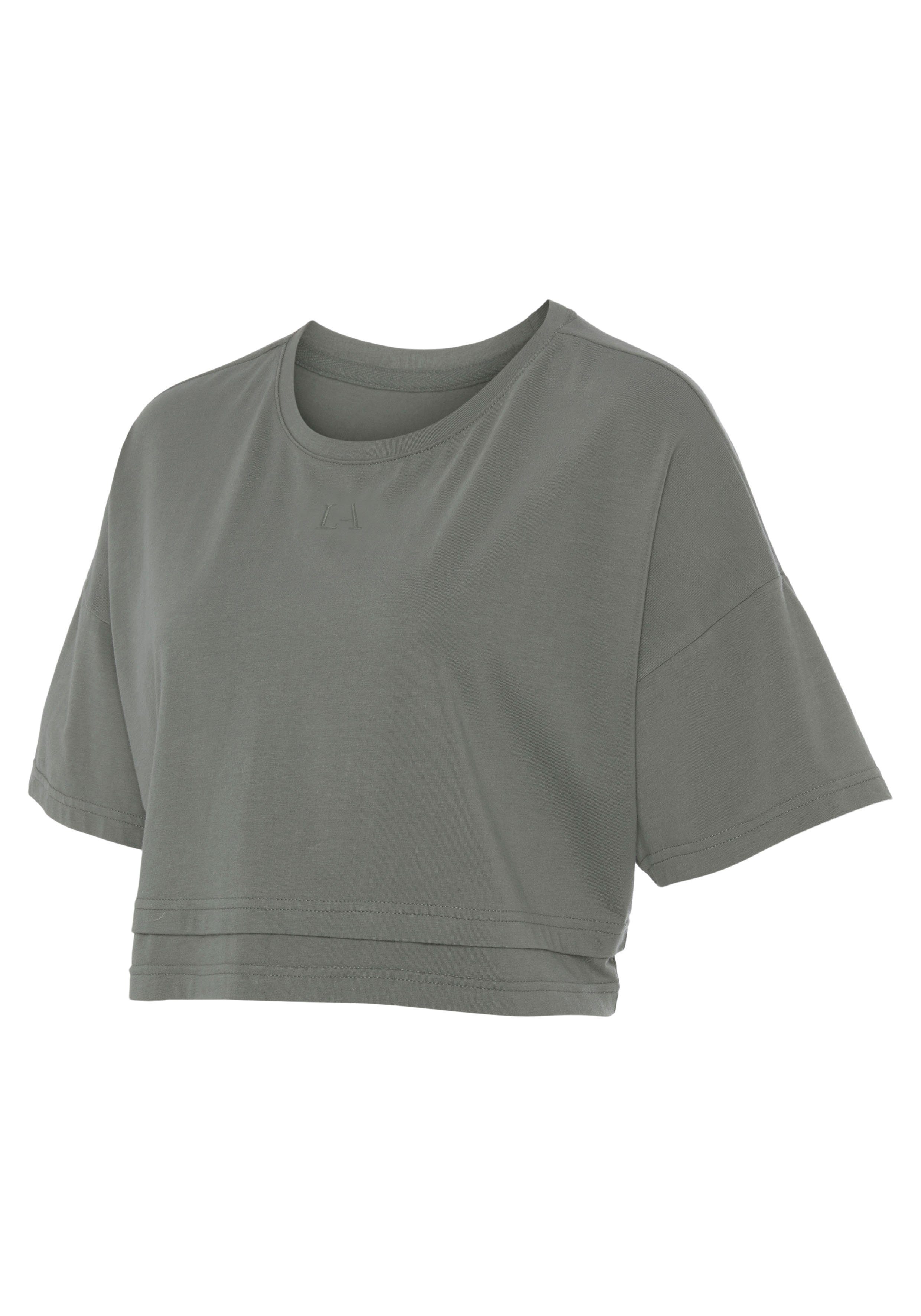 LASCANA Kurzarmshirt T-Shirt, weite Form mit Lagen-Look – Bild 5 von 5