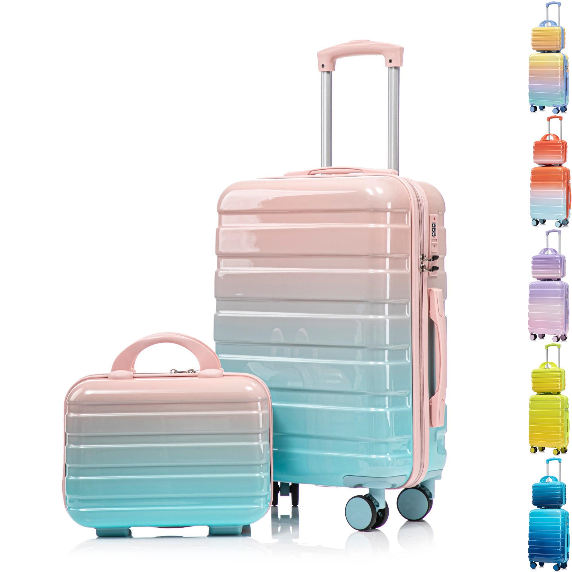 LVHOM Hartschalen-Trolley Handgepäck-Trolley&Koffer 2/4-St.14"/20"/24"/28", leise Rädern für Tour, Geschäftstrip, Familienurlaub, längere Erkundungen, Flughafentransfers