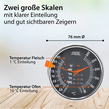 ADE Grillthermometer BBQ1801, Mechanisches Bratenthermometer mit analoger Anzeige bis 300°C