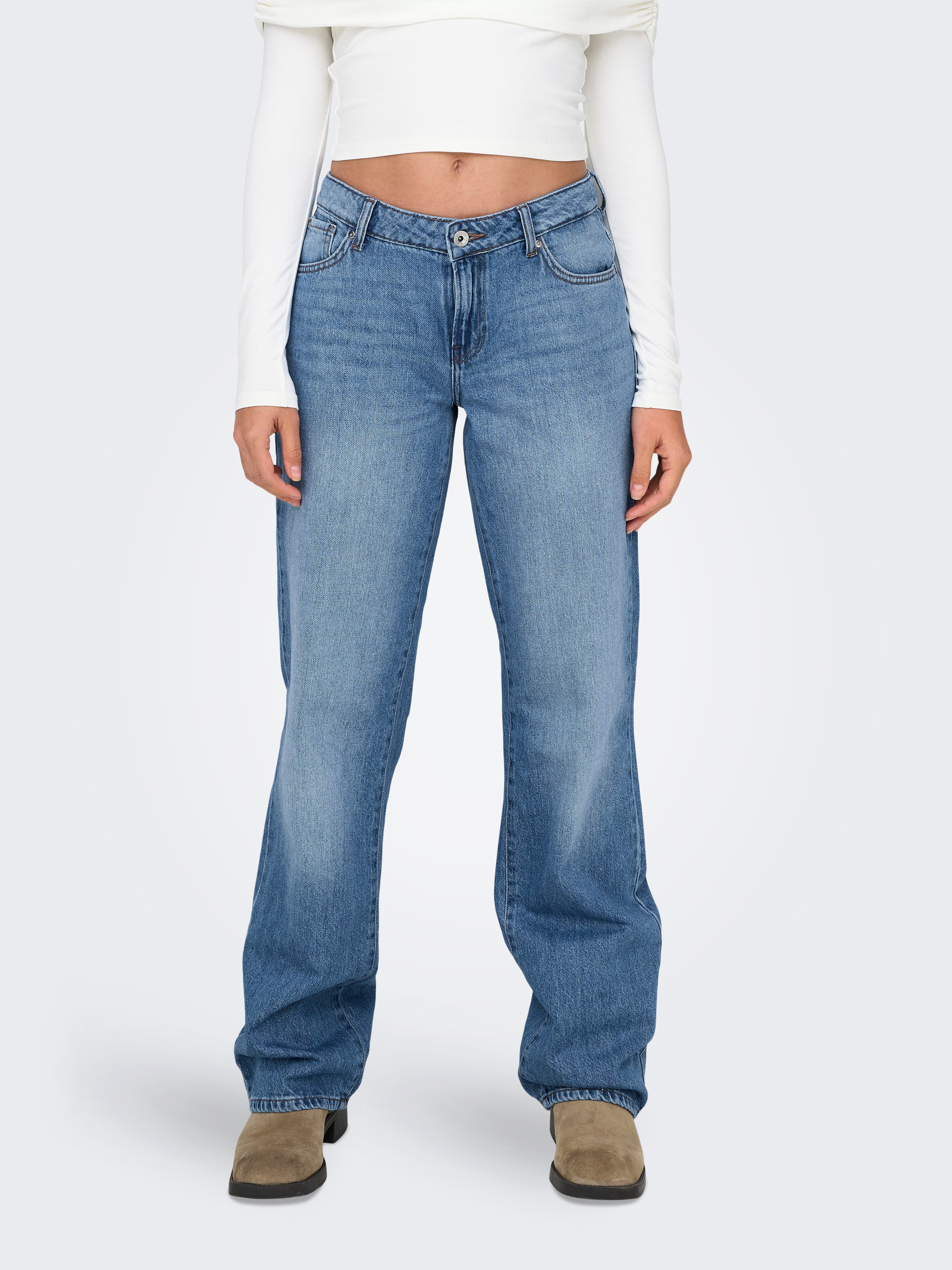 ONLY Low-rise-Jeans ONLBRITNEY LOW STRAIGHT DNM AZG OS Mittlere Waschung für einen gewaschenen und getragenen Denim-Look