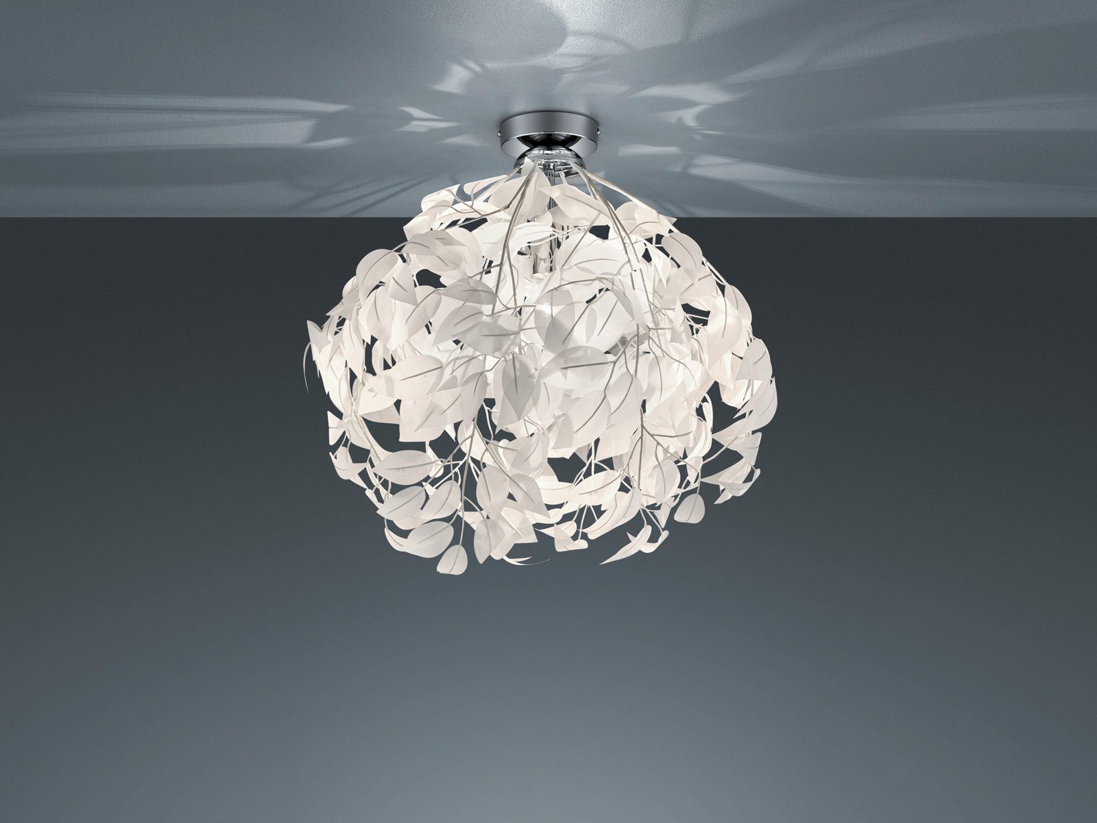 Reality Leuchten LED Deckenleuchte, Dimmfunktion, LED wechselbar, Warmweiß, Ausgefallene extravagante Blätter Designer-lampe für Decke Ø 38cm
