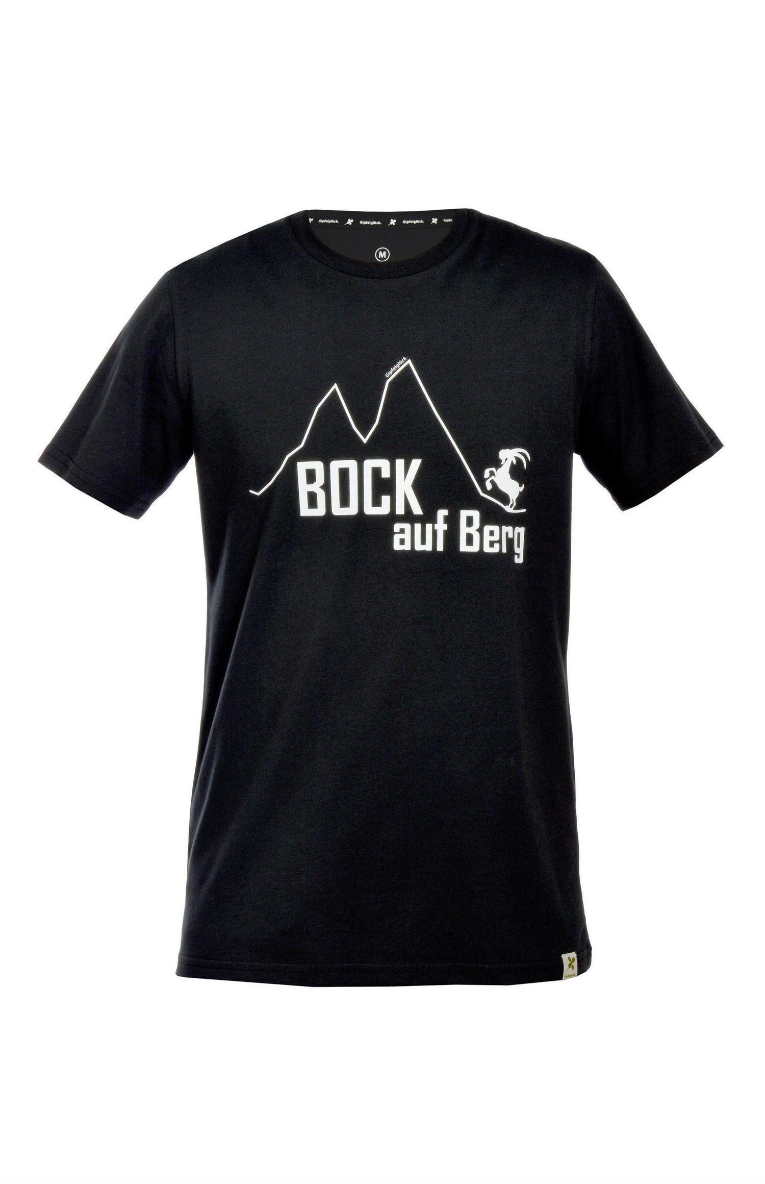 Gipfelglück T-Shirt FRED für Herren, Bock auf Berg-Print (1-tlg) Bio Baumwolle
