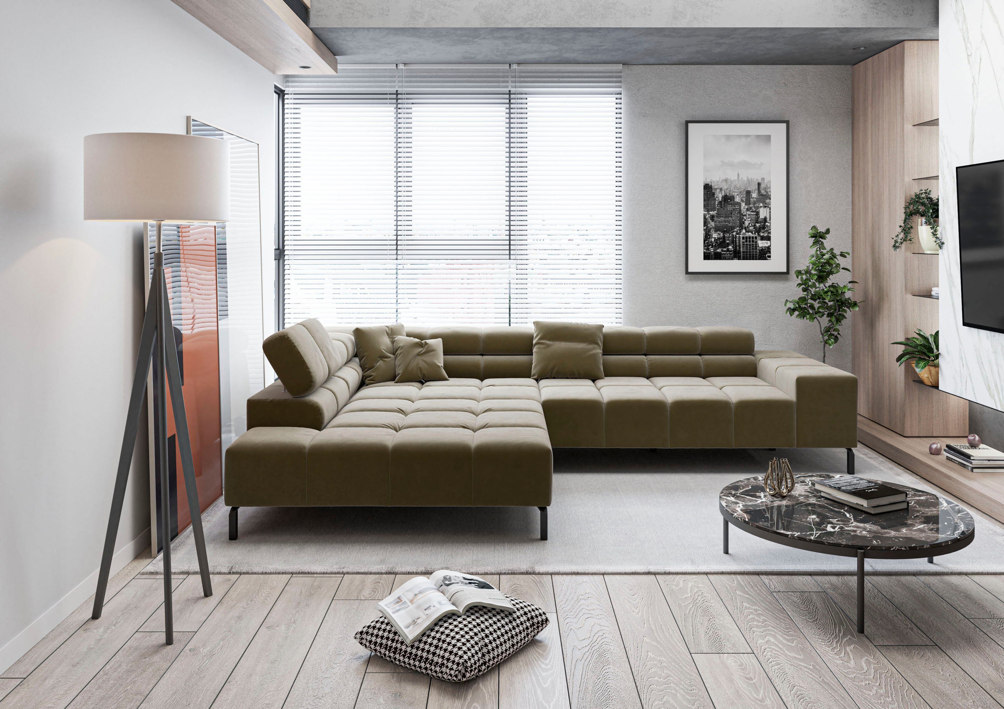 Home affaire Ecksofa "Ancona New, wahlweise motorische Sitztiefenverstellun günstig online kaufen