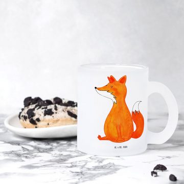 Mr. & Mrs. Panda Teeglas Einhorn Fuchs - Transparent - Geschenk, Einhorn Deko, Fuchshorn, Teet, Premium Glas, Liebevolle Gestaltung