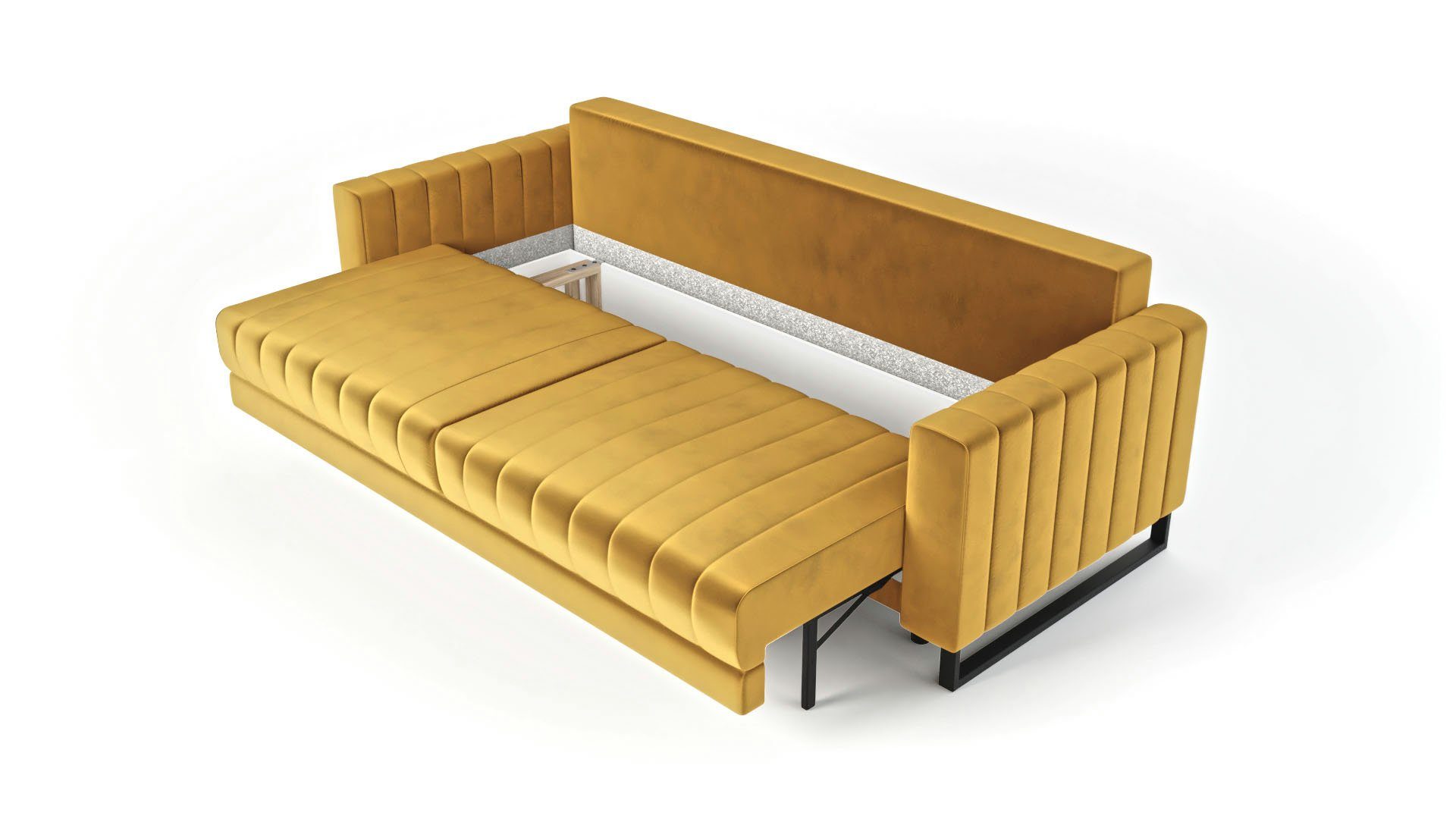 Elegantes Schlaffunktion 3-Sitzer - Sofa Siblo modernes Gelb Sofa 3 - Mono 3-Sitzer Bettzeugbehälter Dreisitzer Sofa - mit
