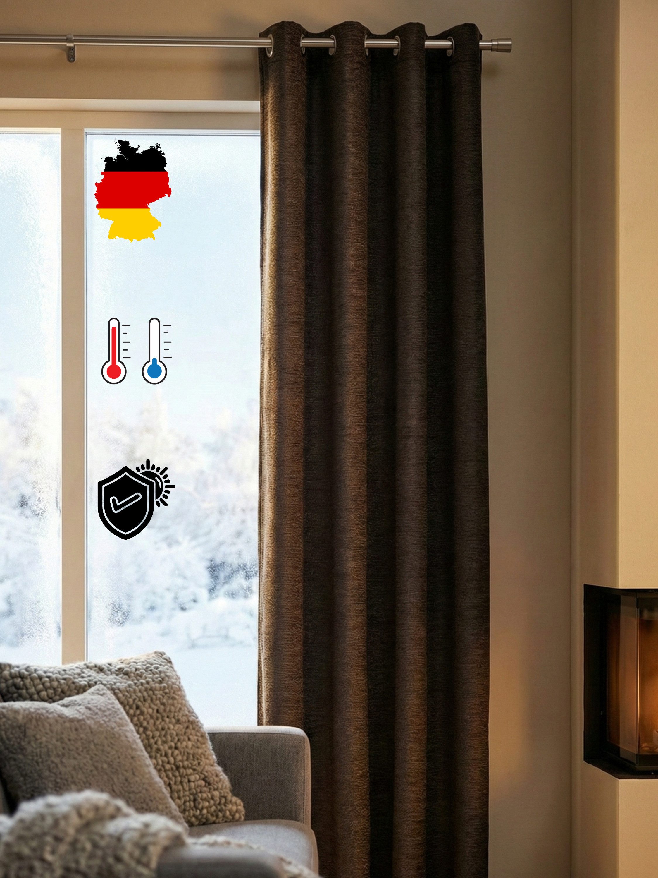Wirth Vorhang Trondheim B (1 St), Ösen, blickdicht, Chenille
