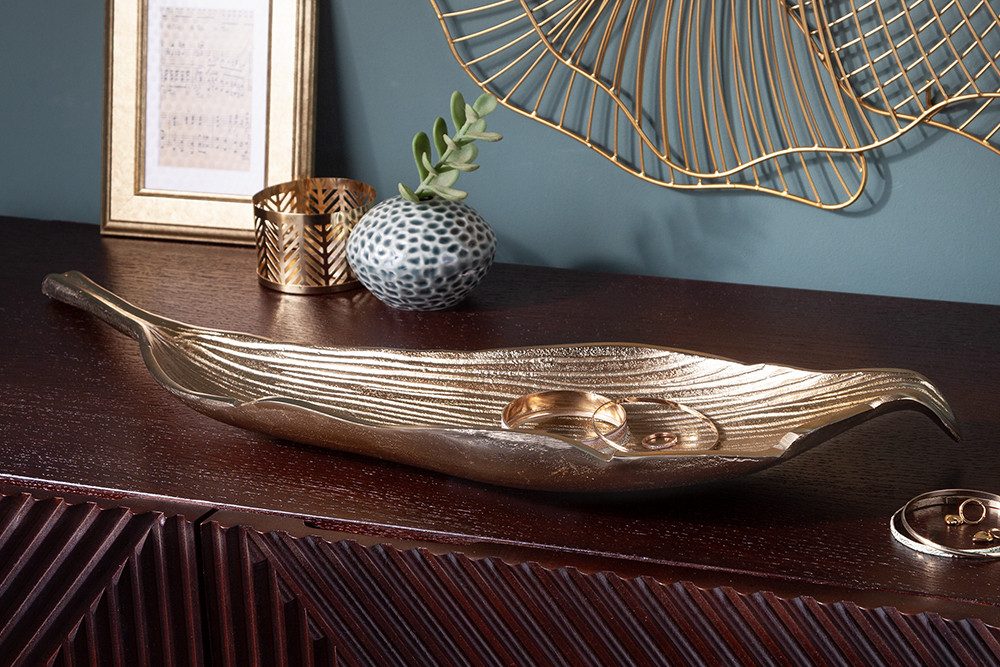 riess-ambiente Dekoschale ABSTRACT LEAF 64cm gold, Metall · im Blattdesign · Accessoireschale · Handarbeit · Accessoire