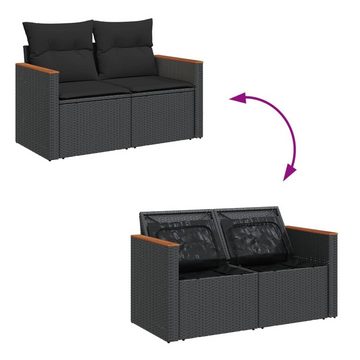 vidaXL Loungesofa Gartensofa mit Kissen 2-Sitzer Schwarz Poly Rattan