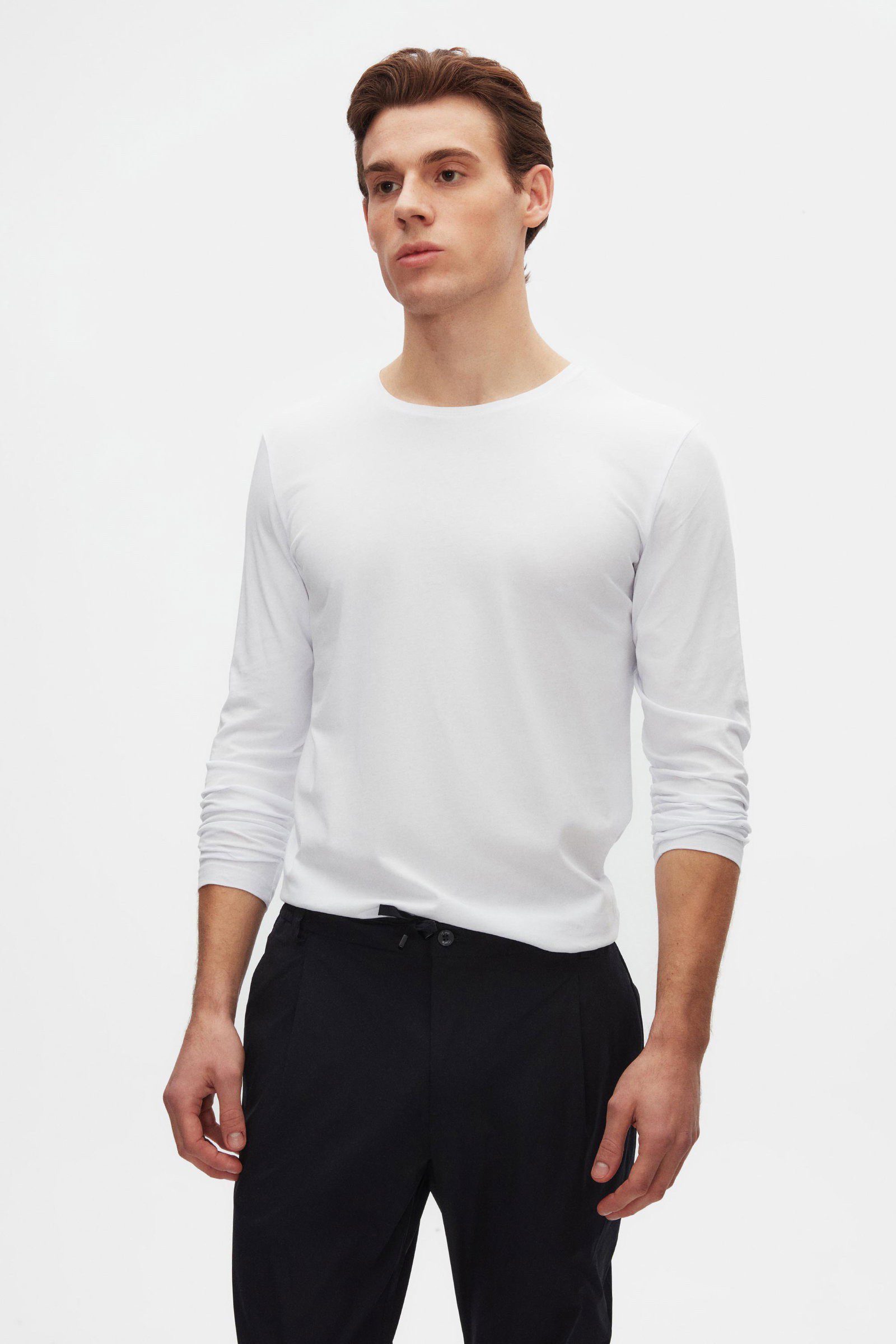 D'S DAMAT Langarm-Poloshirt DS Damat Schwarzes Slim Fit Atmungsaktives Langarm-Body-T-Shirt
