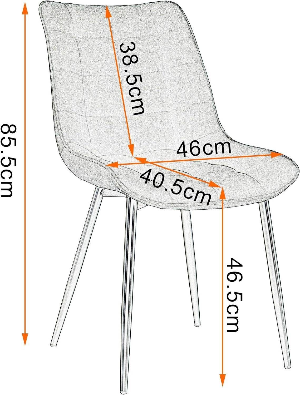 Woltu 4-Fußstuhl (6 St), Polsterstuhl mit Rücklehne, bis 120kg belastbar